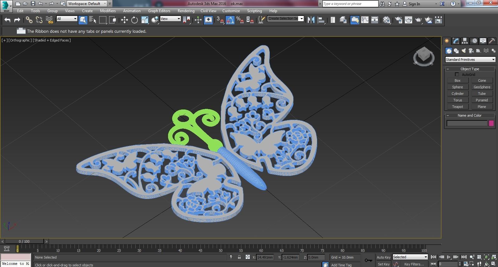 Butterfly V2 Pendant jewelry gold necklace medallion 3D print model_8