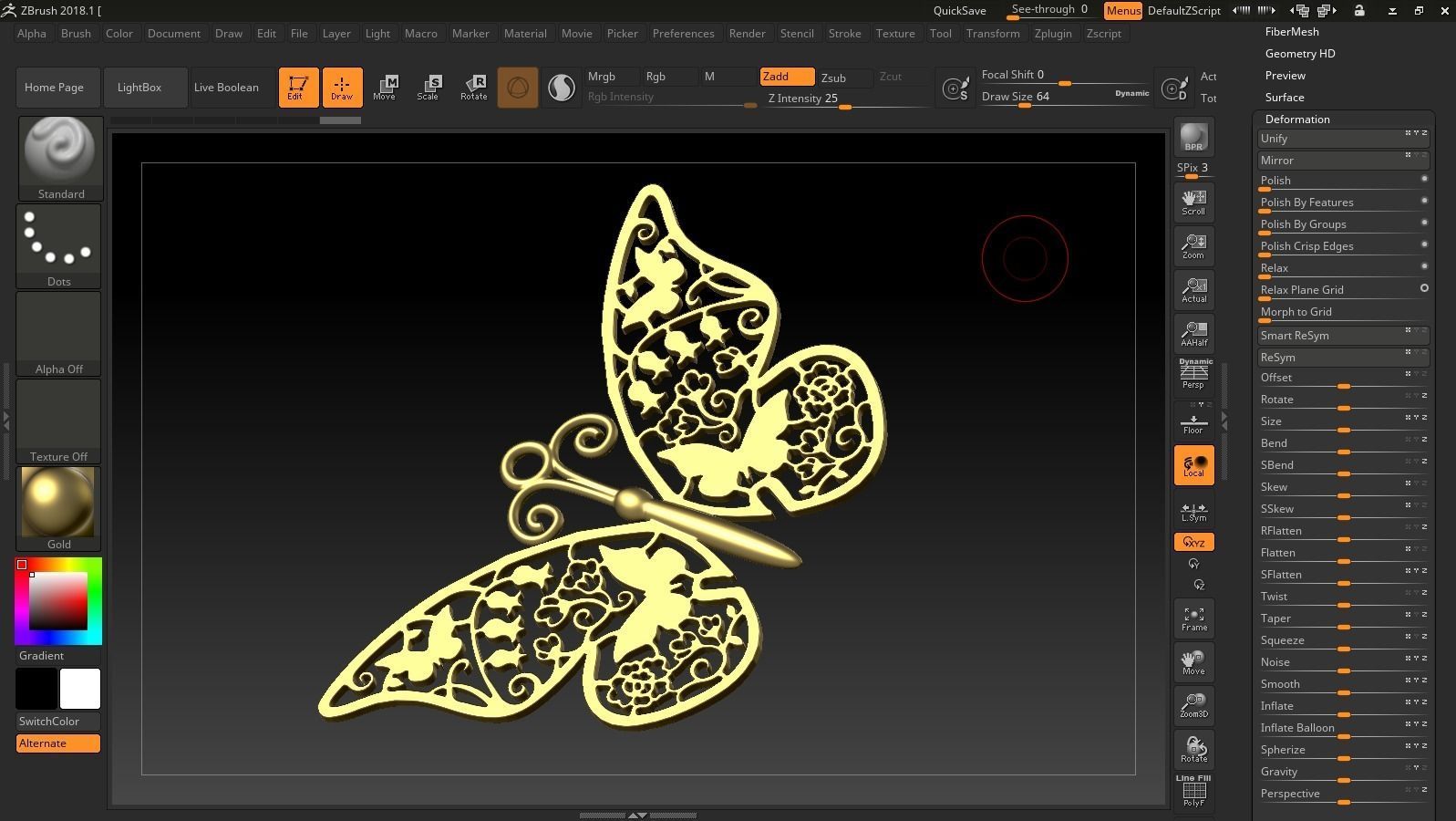 Butterfly V2 Pendant jewelry gold necklace medallion 3D print model_5