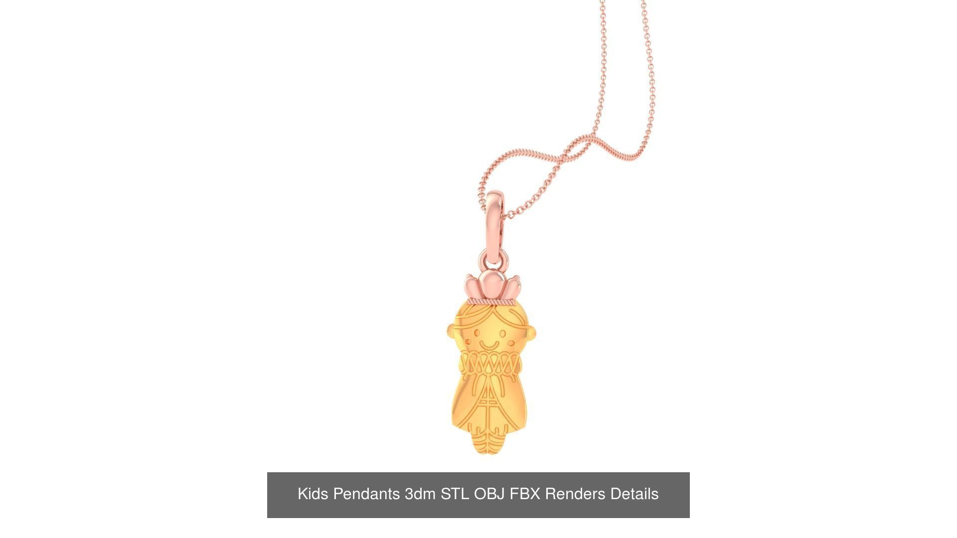 100 Kids Pendants 3dm STL OBJ FBX Renders Details Collection _75