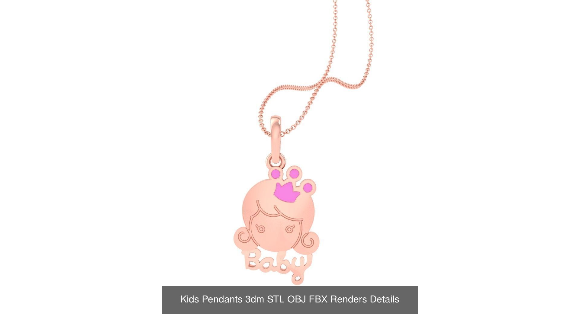 100 Kids Pendants 3dm STL OBJ FBX Renders Details Collection _98