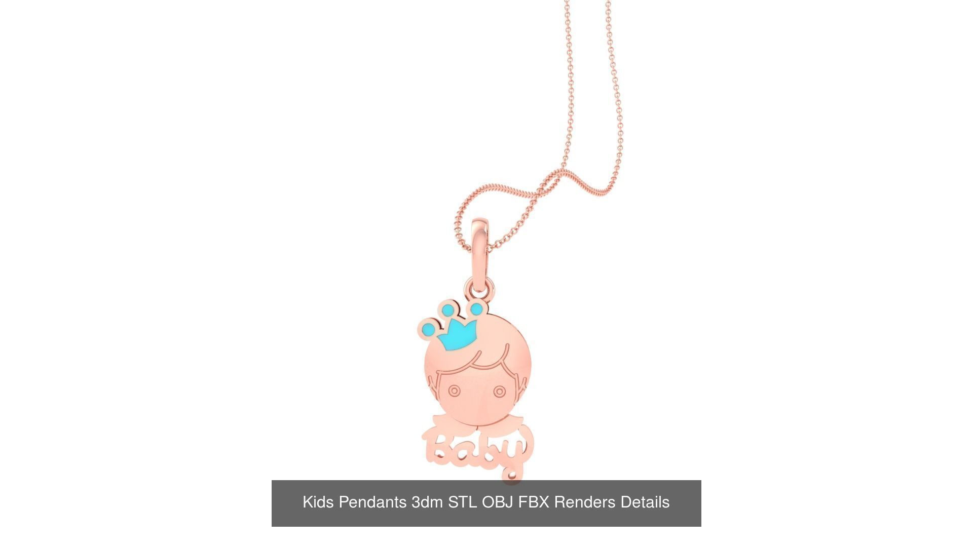 100 Kids Pendants 3dm STL OBJ FBX Renders Details Collection _99