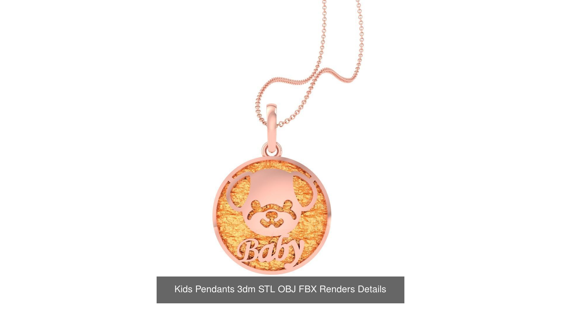 100 Kids Pendants 3dm STL OBJ FBX Renders Details Collection _49