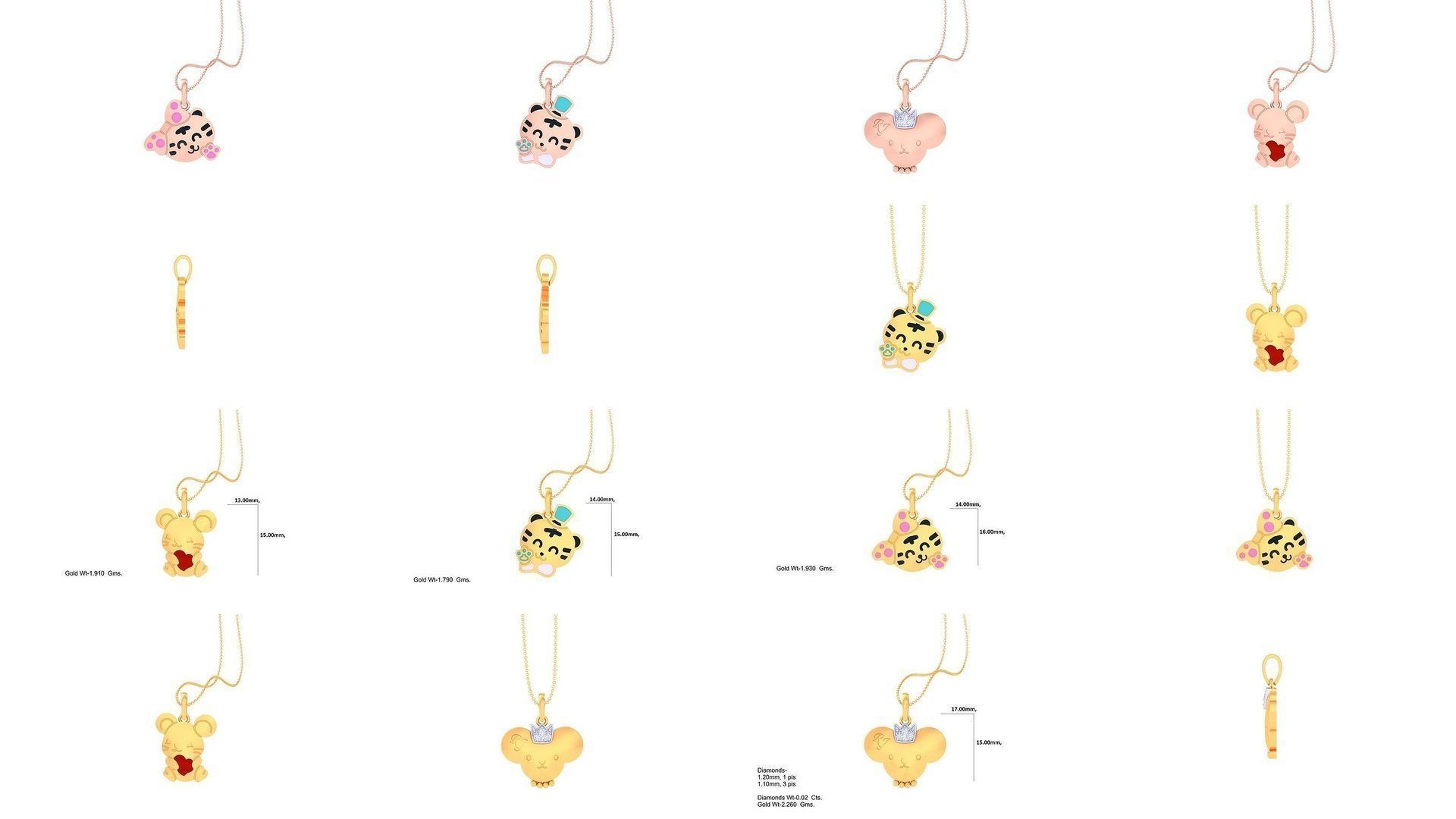 100 Kids Pendants 3dm STL OBJ FBX Renders Details Collection _11