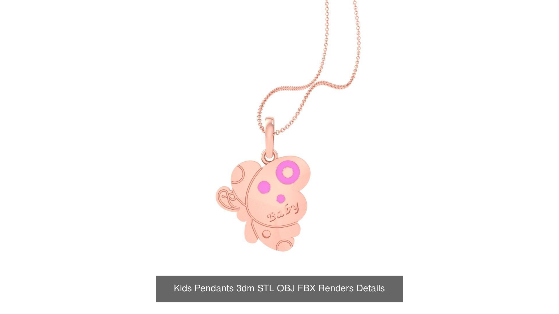 100 Kids Pendants 3dm STL OBJ FBX Renders Details Collection _88