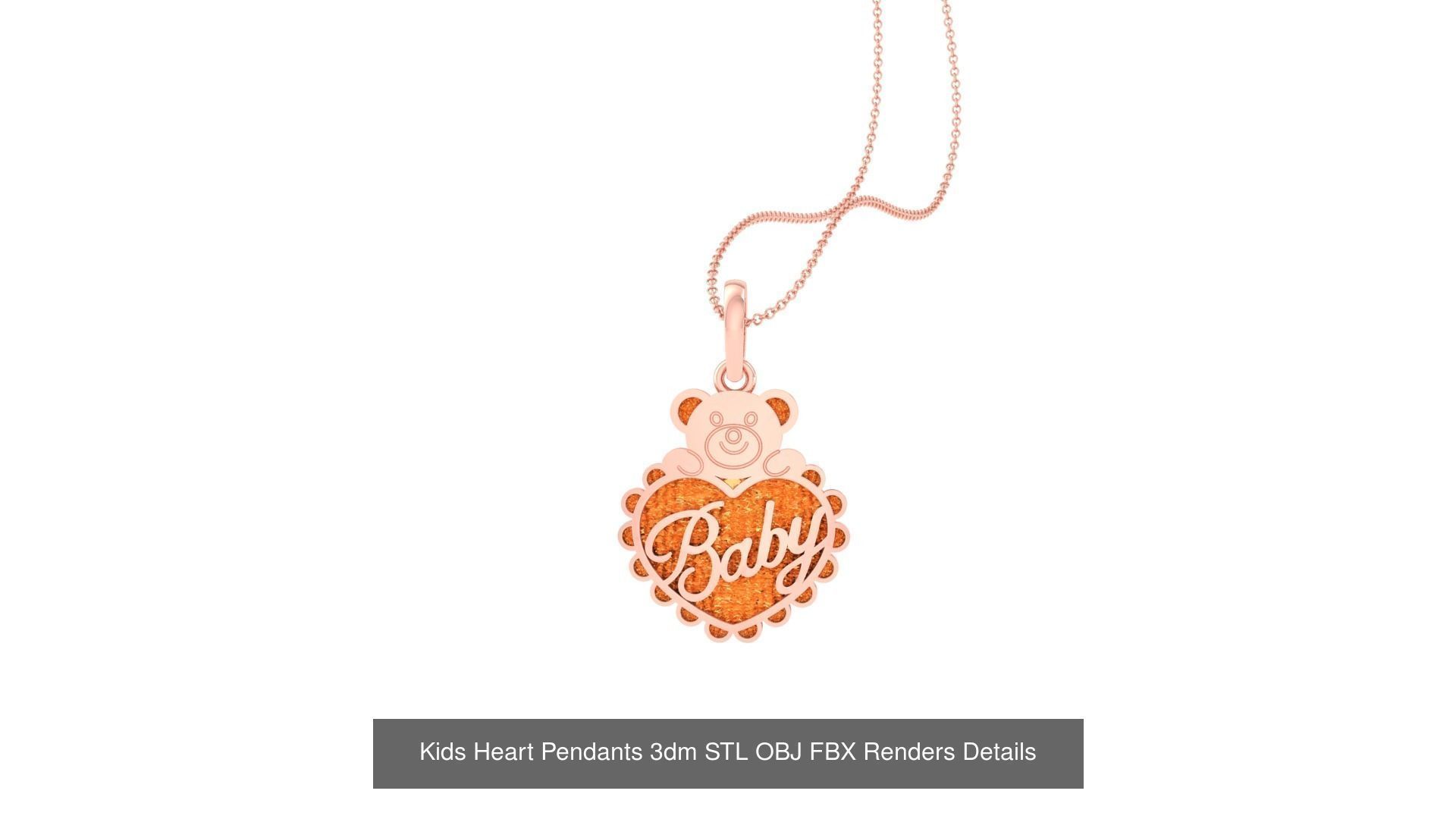 100 Kids Pendants 3dm STL OBJ FBX Renders Details Collection _78