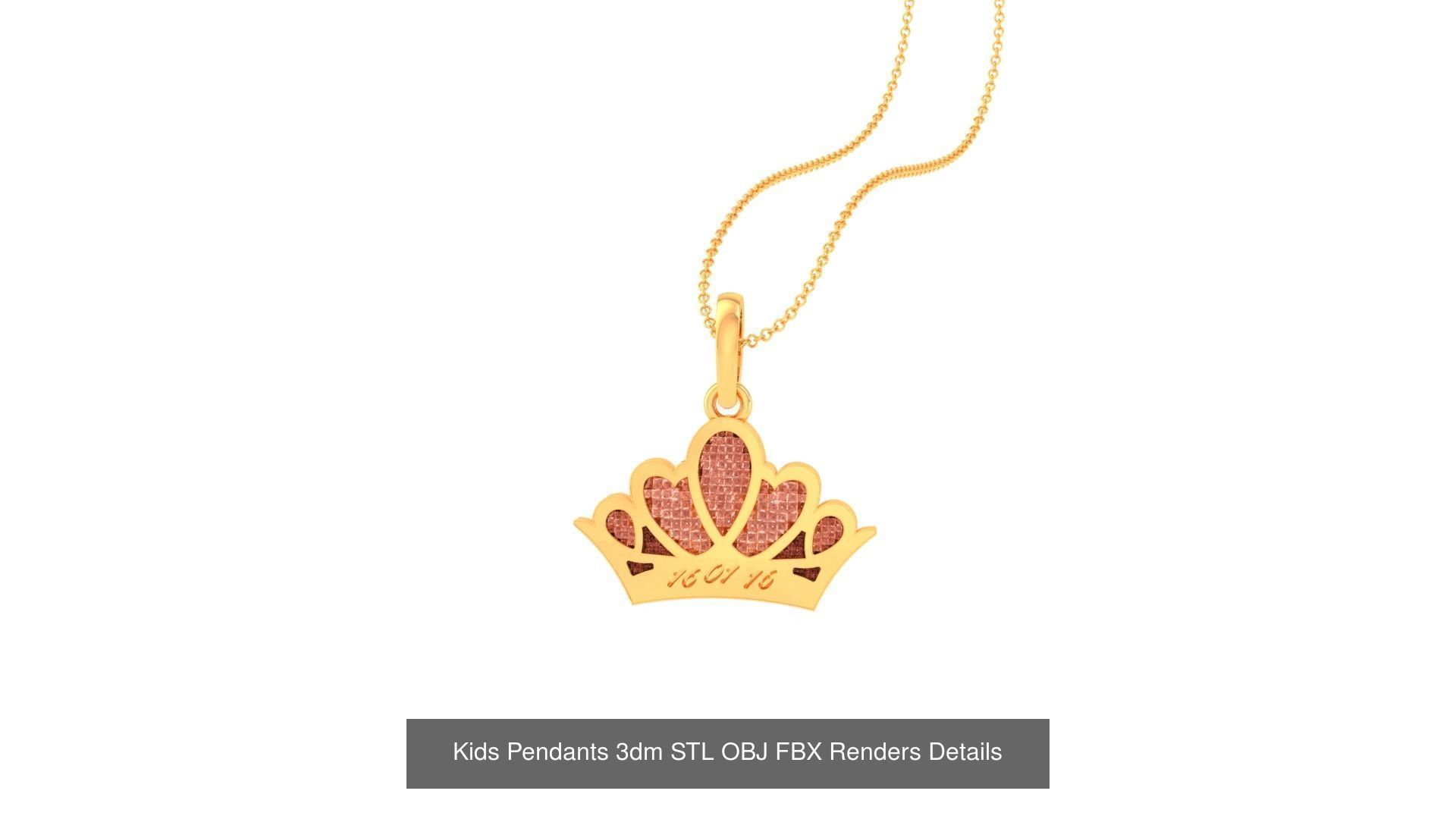 100 Kids Pendants 3dm STL OBJ FBX Renders Details Collection _57