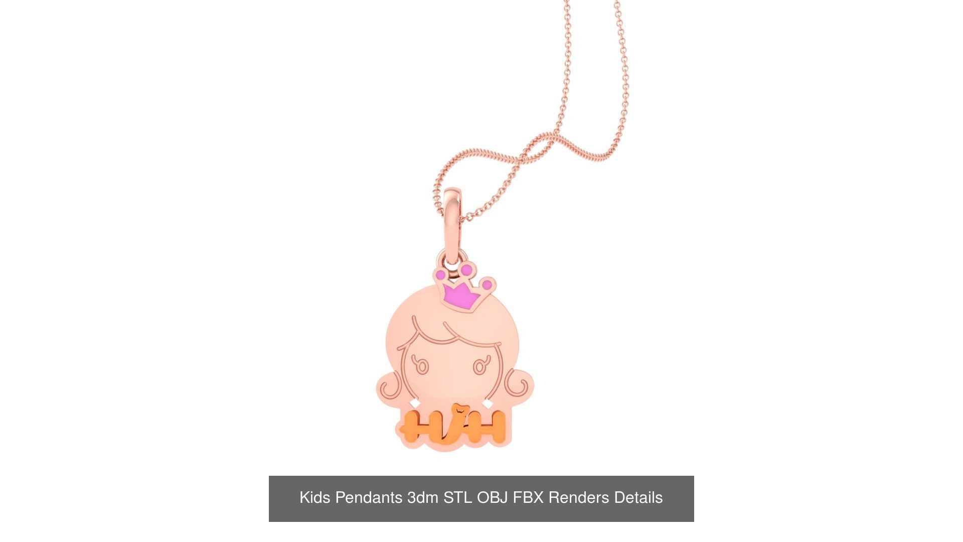 100 Kids Pendants 3dm STL OBJ FBX Renders Details Collection _96