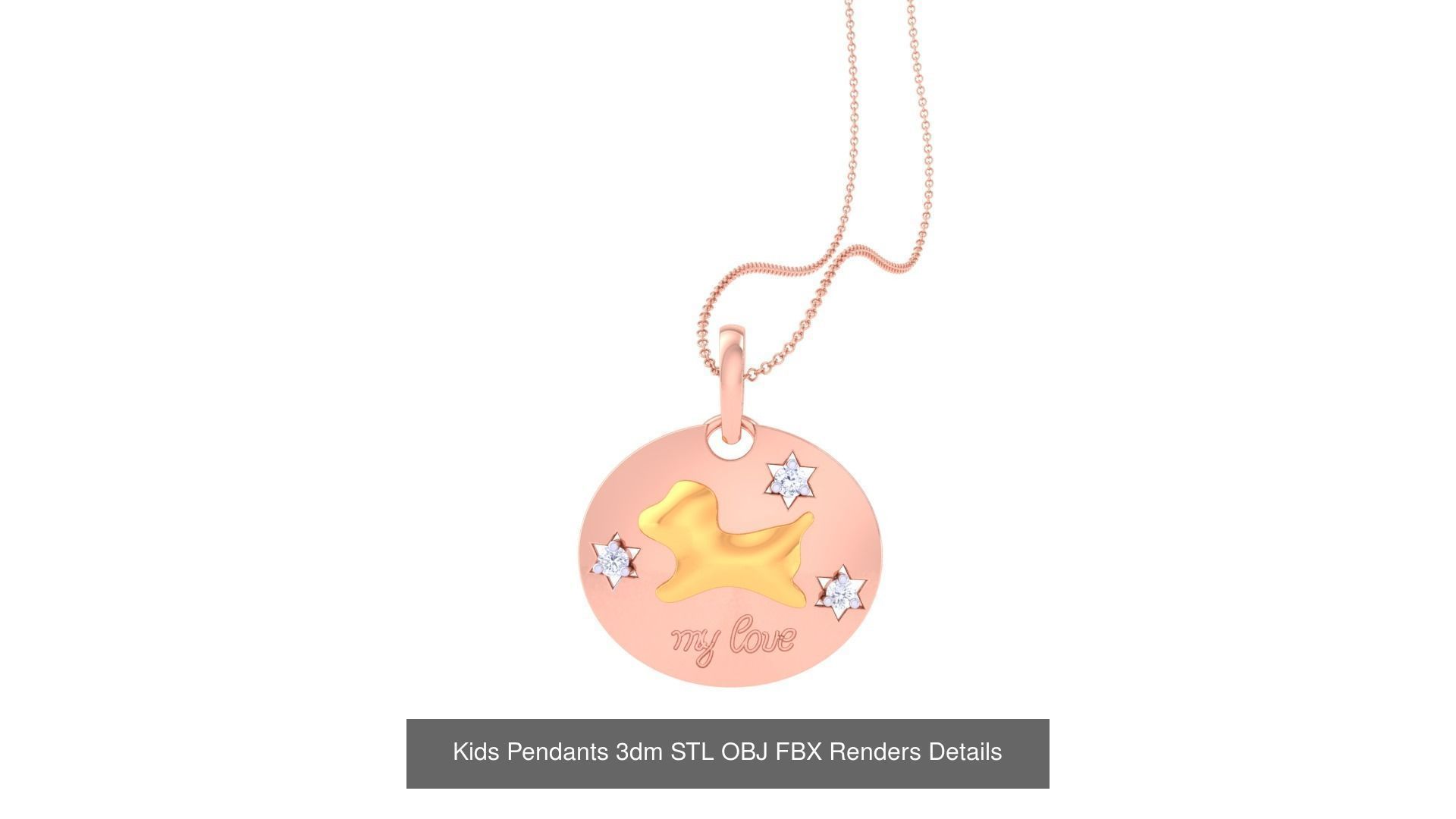 100 Kids Pendants 3dm STL OBJ FBX Renders Details Collection _19