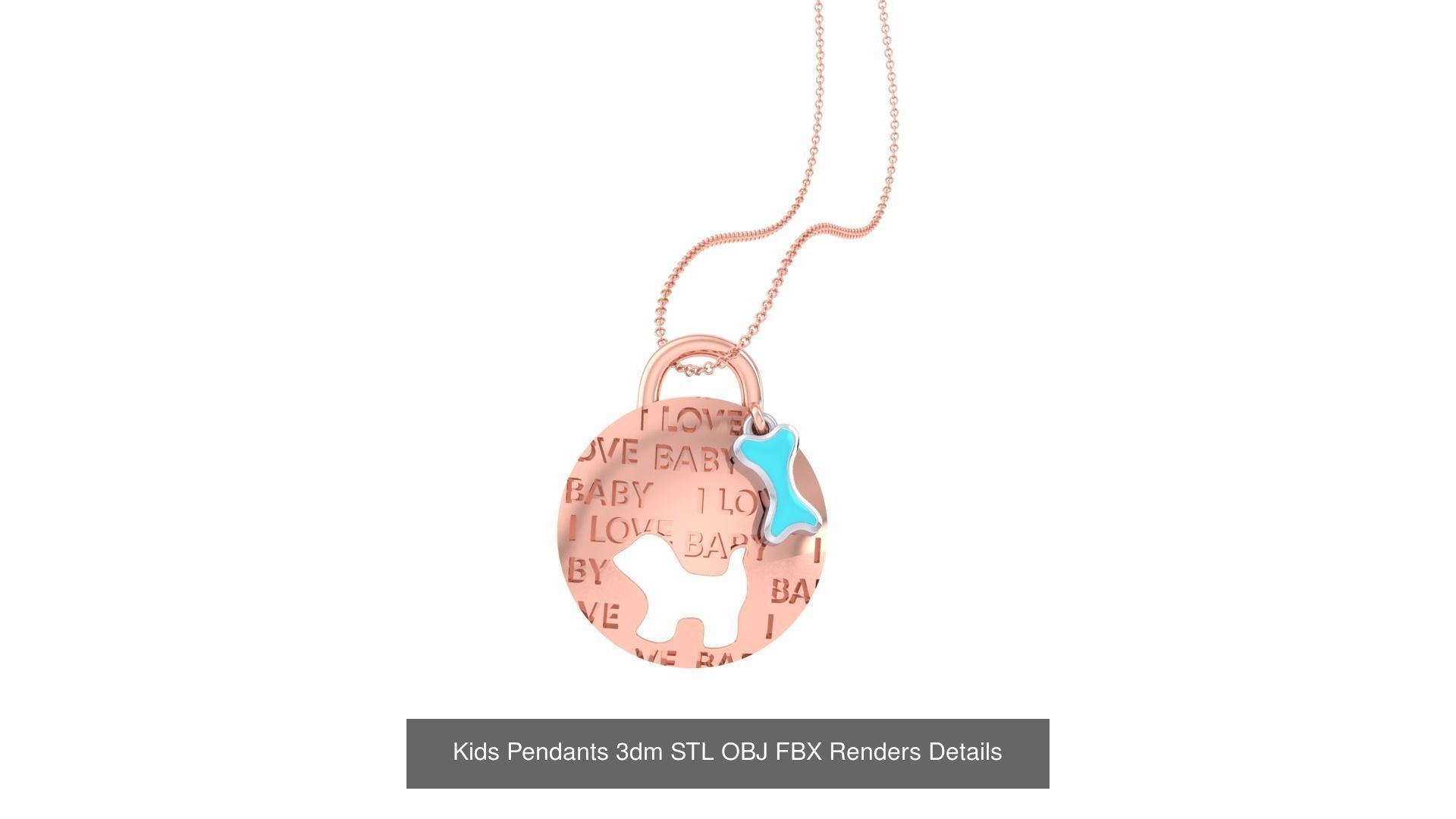 100 Kids Pendants 3dm STL OBJ FBX Renders Details Collection _22