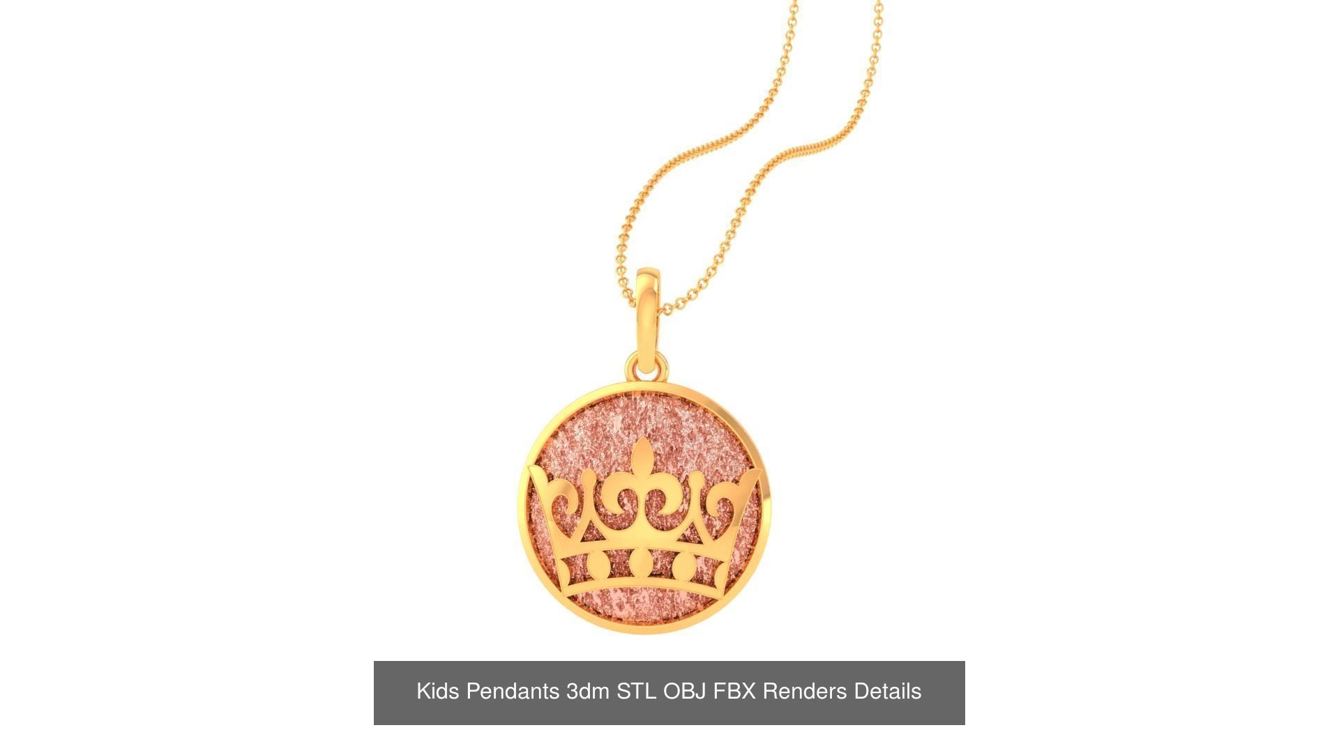 100 Kids Pendants 3dm STL OBJ FBX Renders Details Collection _56