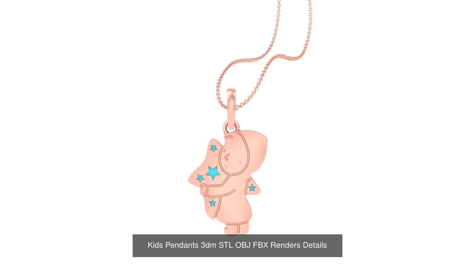 100 Kids Pendants 3dm STL OBJ FBX Renders Details Collection _46
