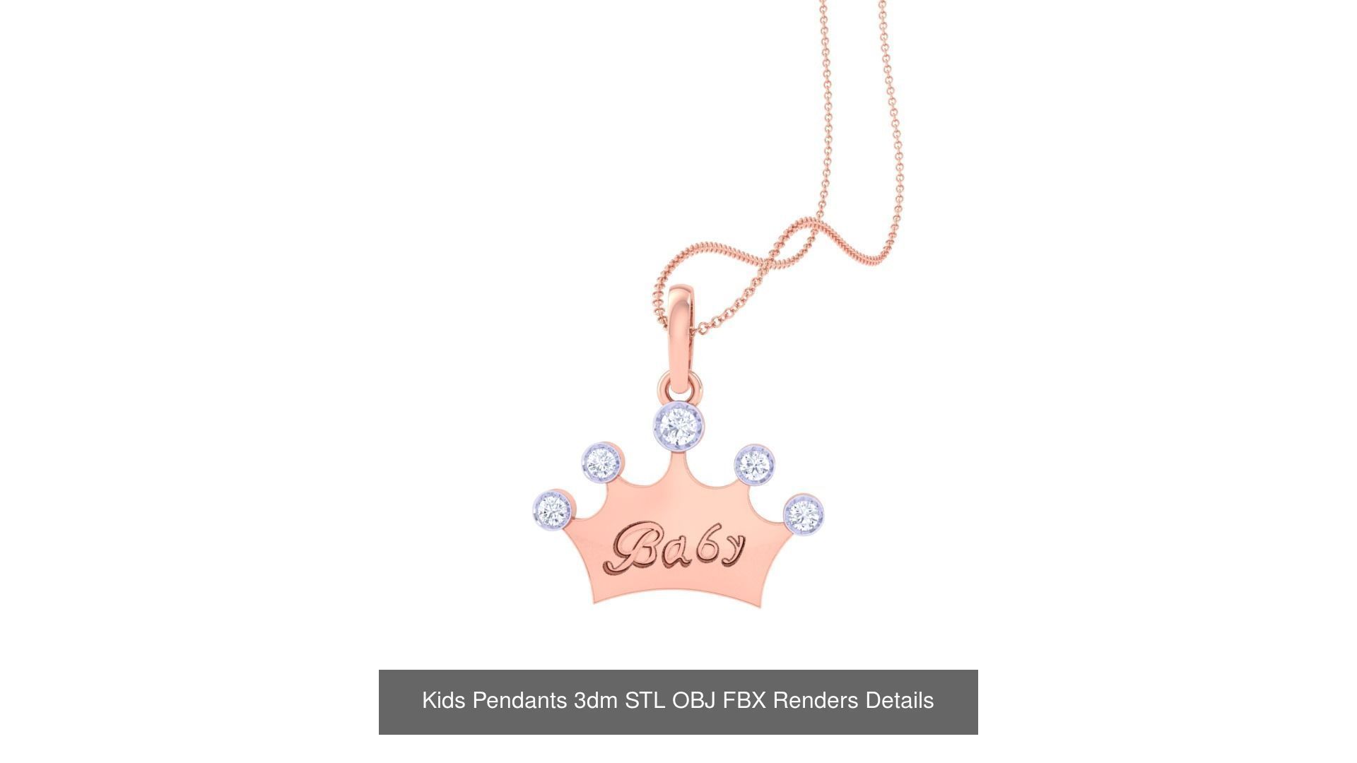 100 Kids Pendants 3dm STL OBJ FBX Renders Details Collection _58