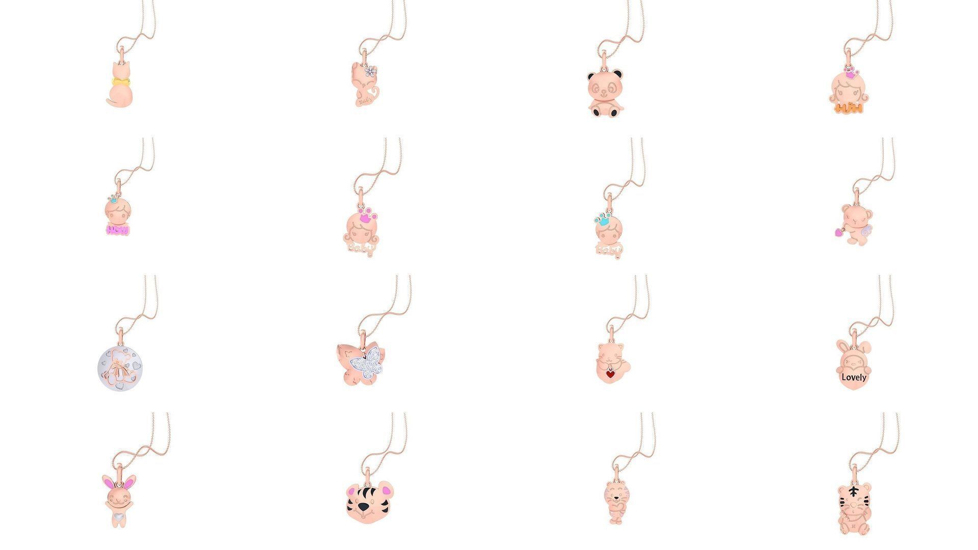 100 Kids Pendants 3dm STL OBJ FBX Renders Details Collection _9