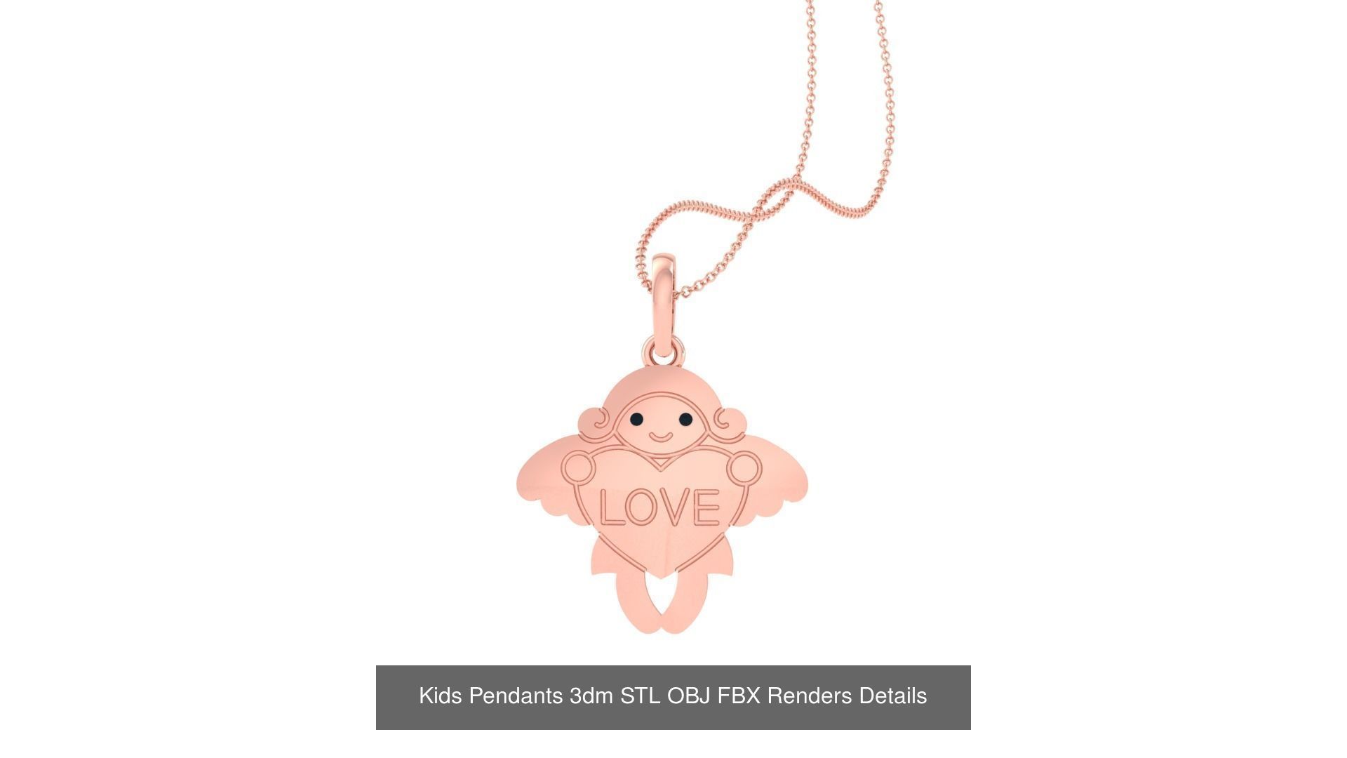 100 Kids Pendants 3dm STL OBJ FBX Renders Details Collection _45