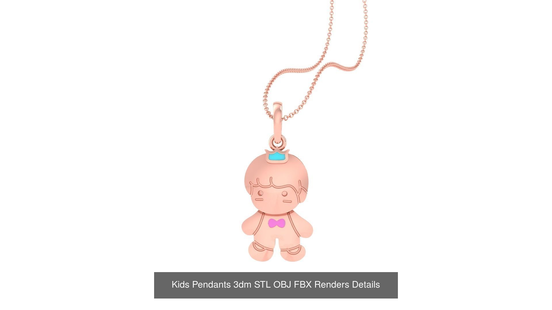 100 Kids Pendants 3dm STL OBJ FBX Renders Details Collection _39