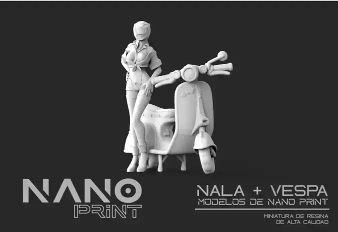 Biker Girl plus vespa 3D print model