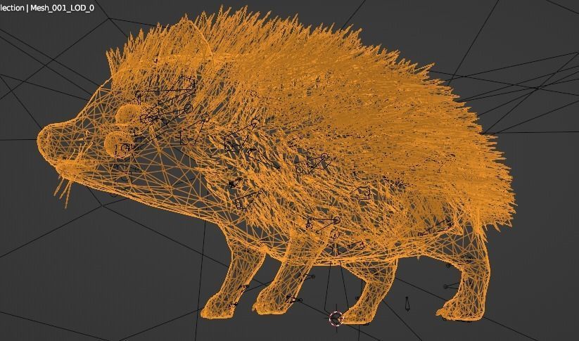 Hegdehog Stylized Yellow 3D Character Low-poly 3D model_24