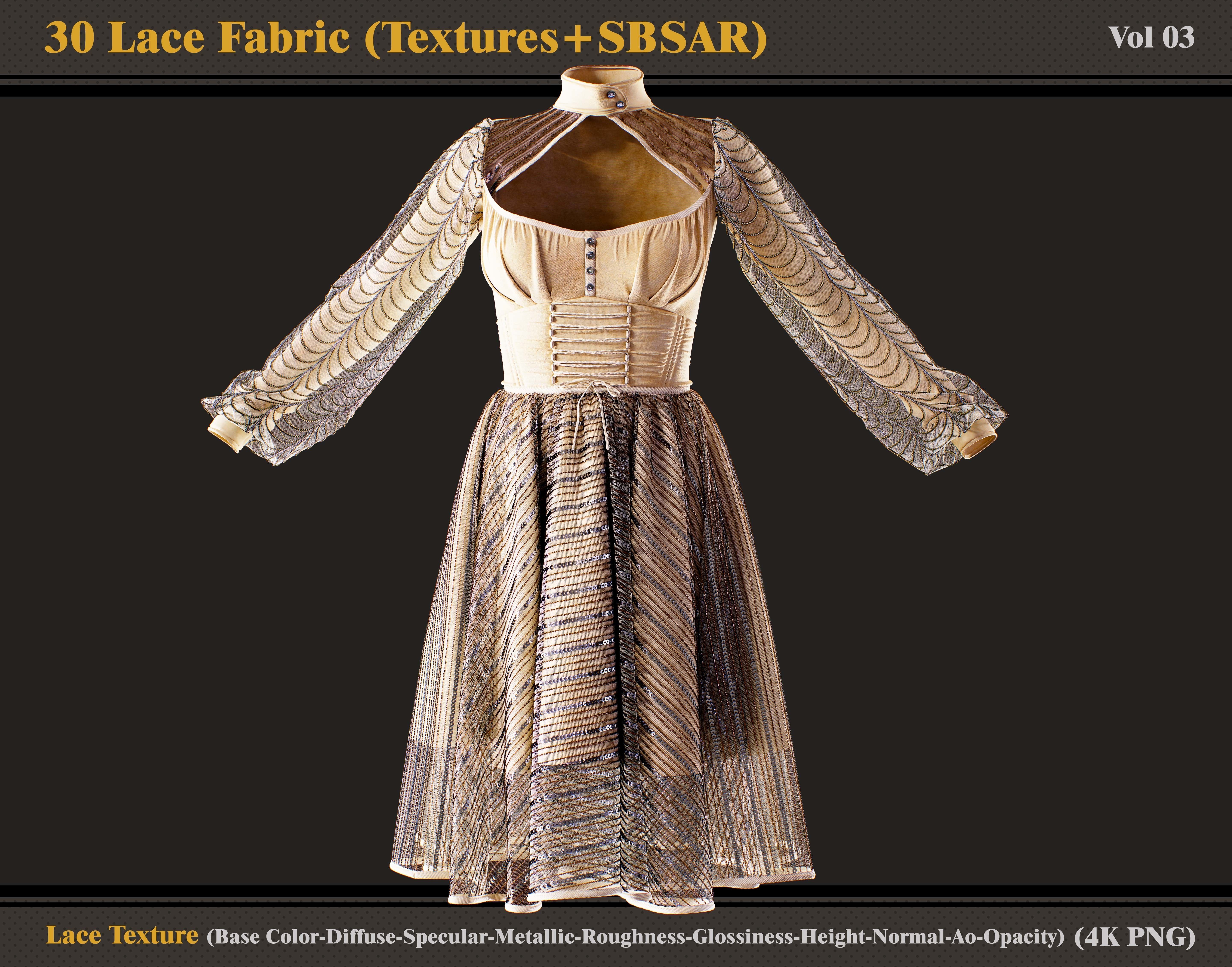 30 Lace Fabric Materials Textures and SBSAR Texture_4