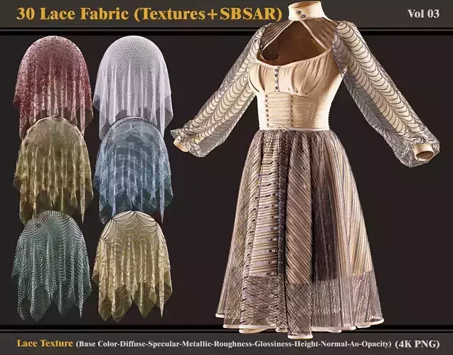 30 Lace Fabric Materials Textures and SBSAR