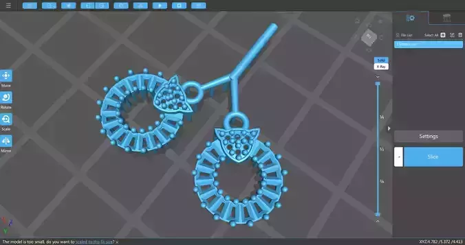 Pendant 3dm model computer screen showing jewelry