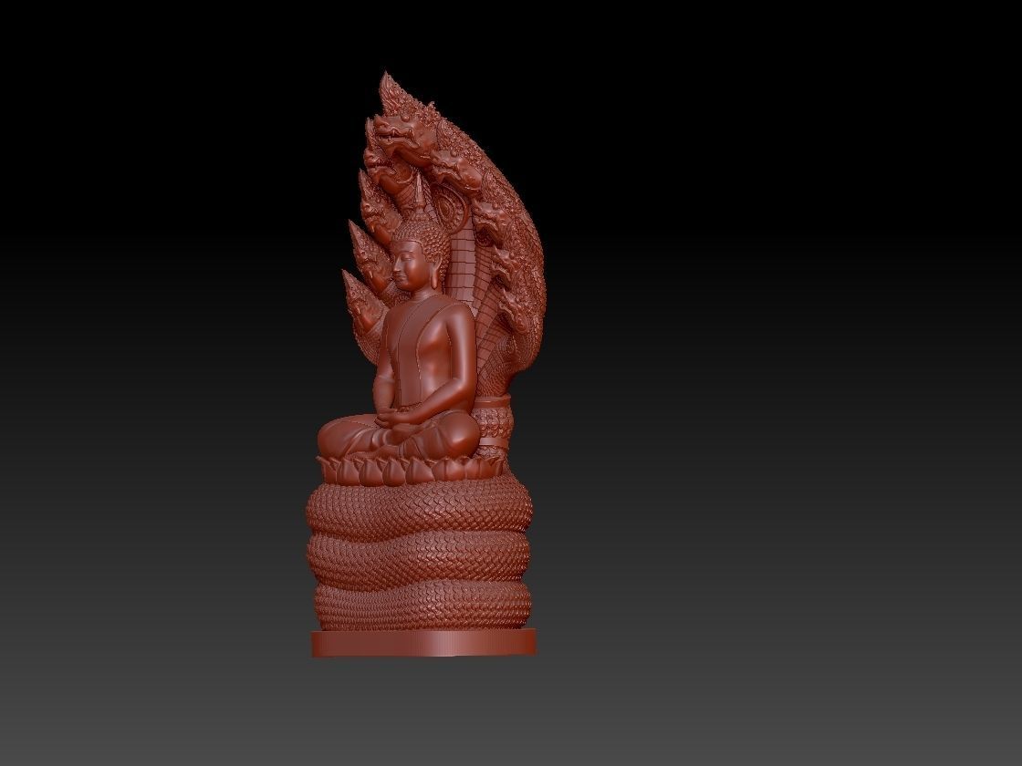 buddha with 9 heads dragons 3D print model_2