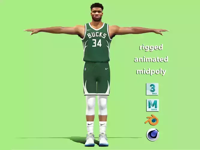 T-P Rigged Giannis Antetokounmpo NBA 3D model