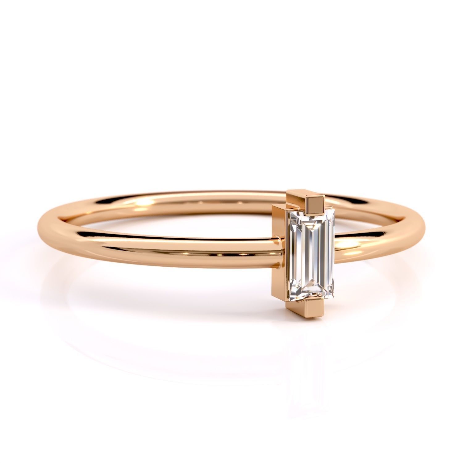 Tiny Baguette Dimond Ring 3D print model_3