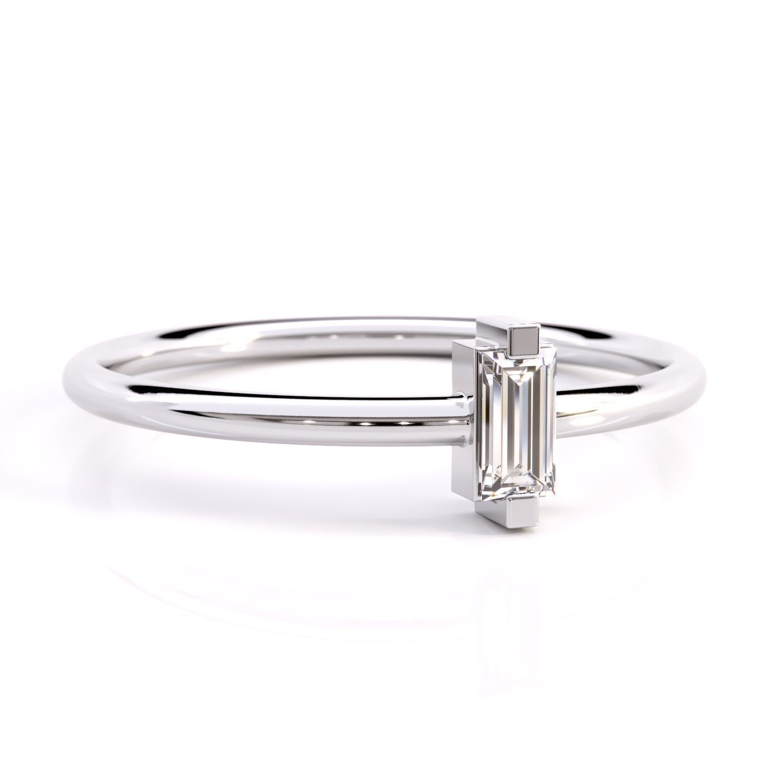 Tiny Baguette Dimond Ring 3D print model_2