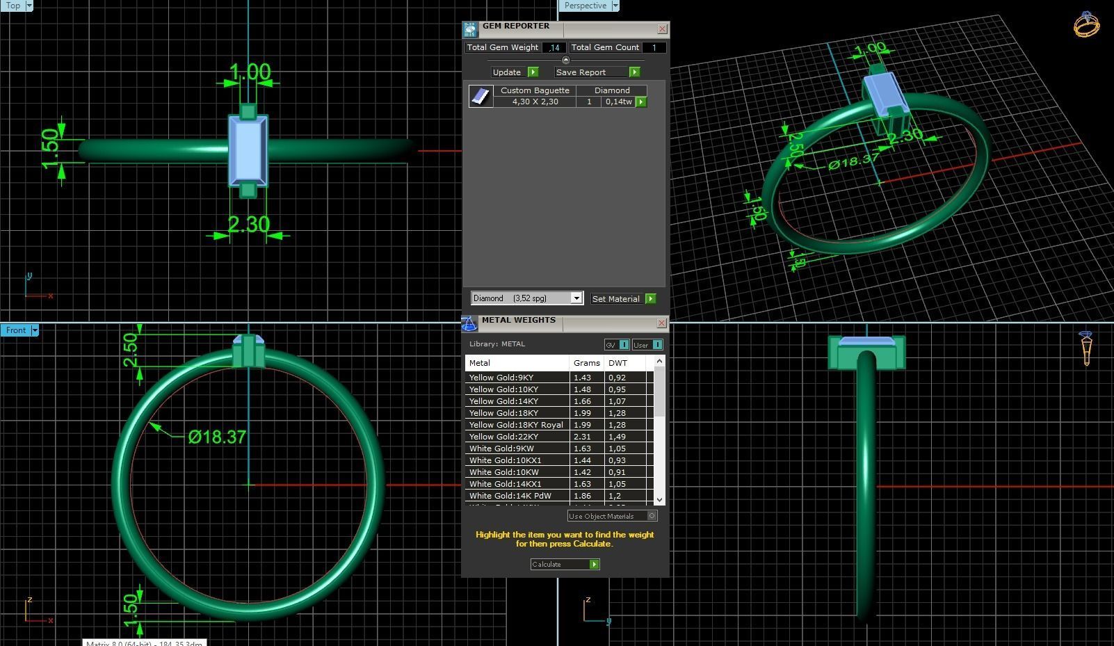 Tiny Baguette Dimond Ring 3D print model_5