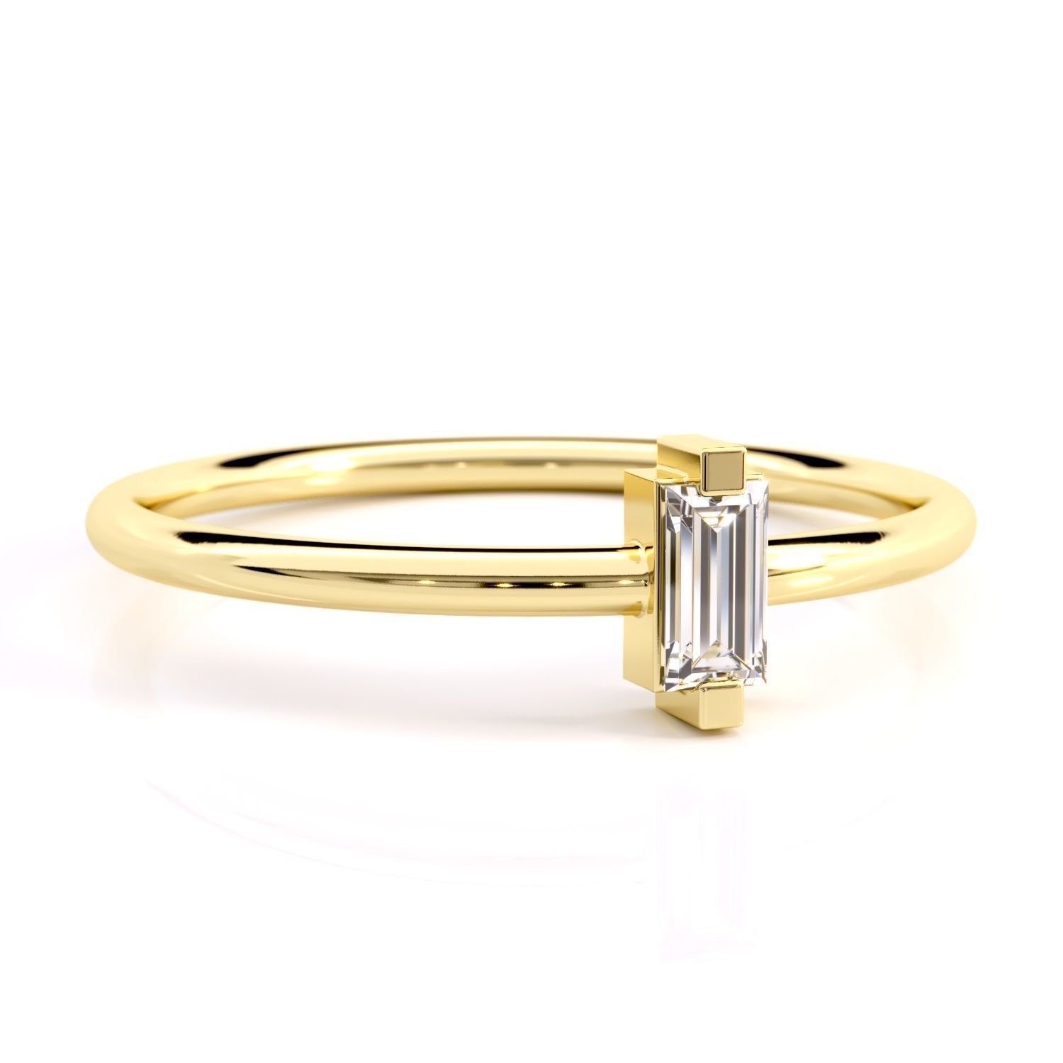 Tiny Baguette Dimond Ring 3D print model_1