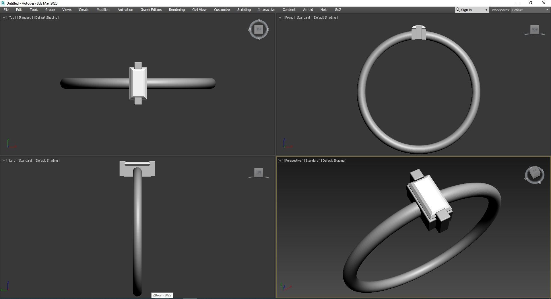 Tiny Baguette Dimond Ring 3D print model_4