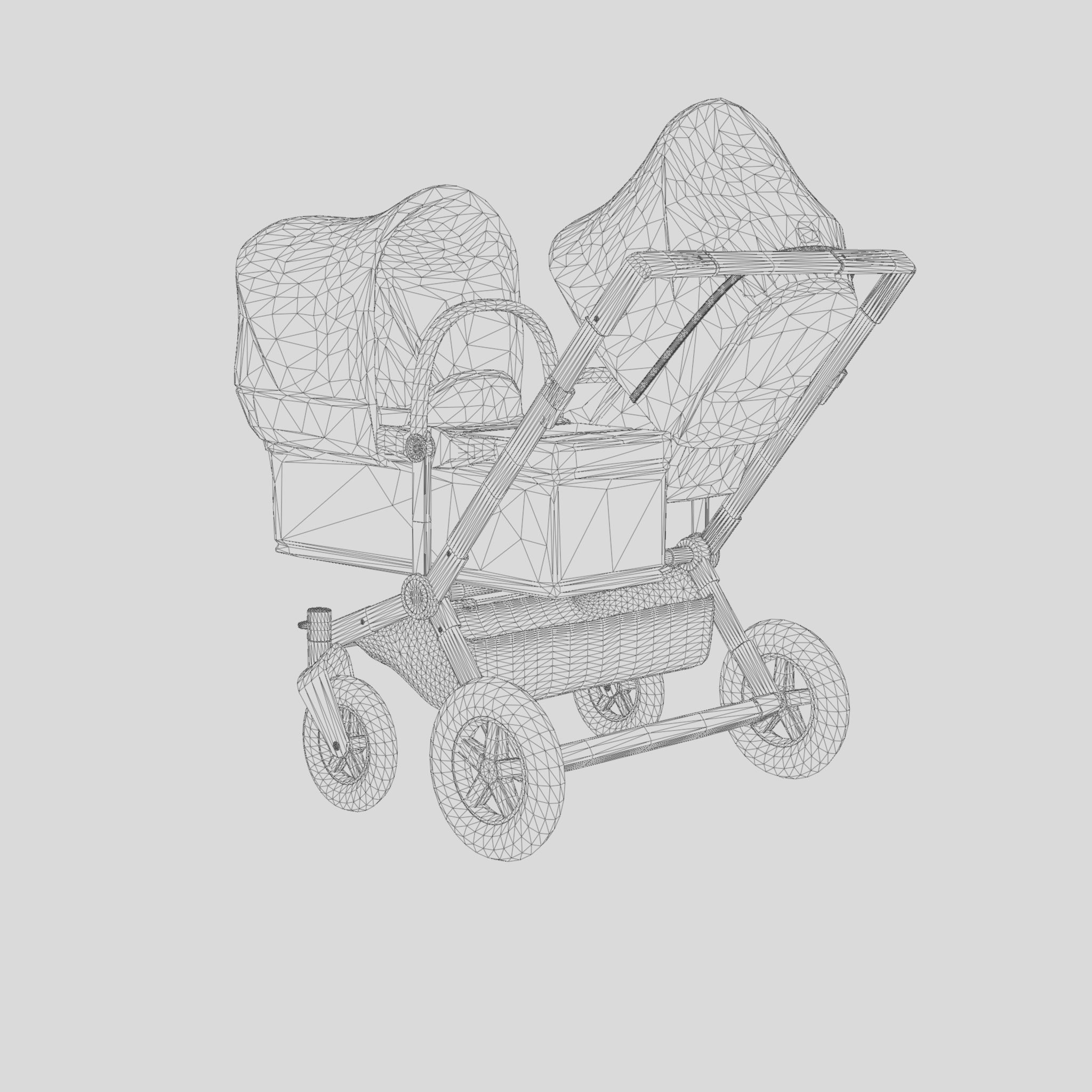 3D Model of  Prams and Strollers - Bugaboo Donkey2 Duo Low-poly 3D model_5