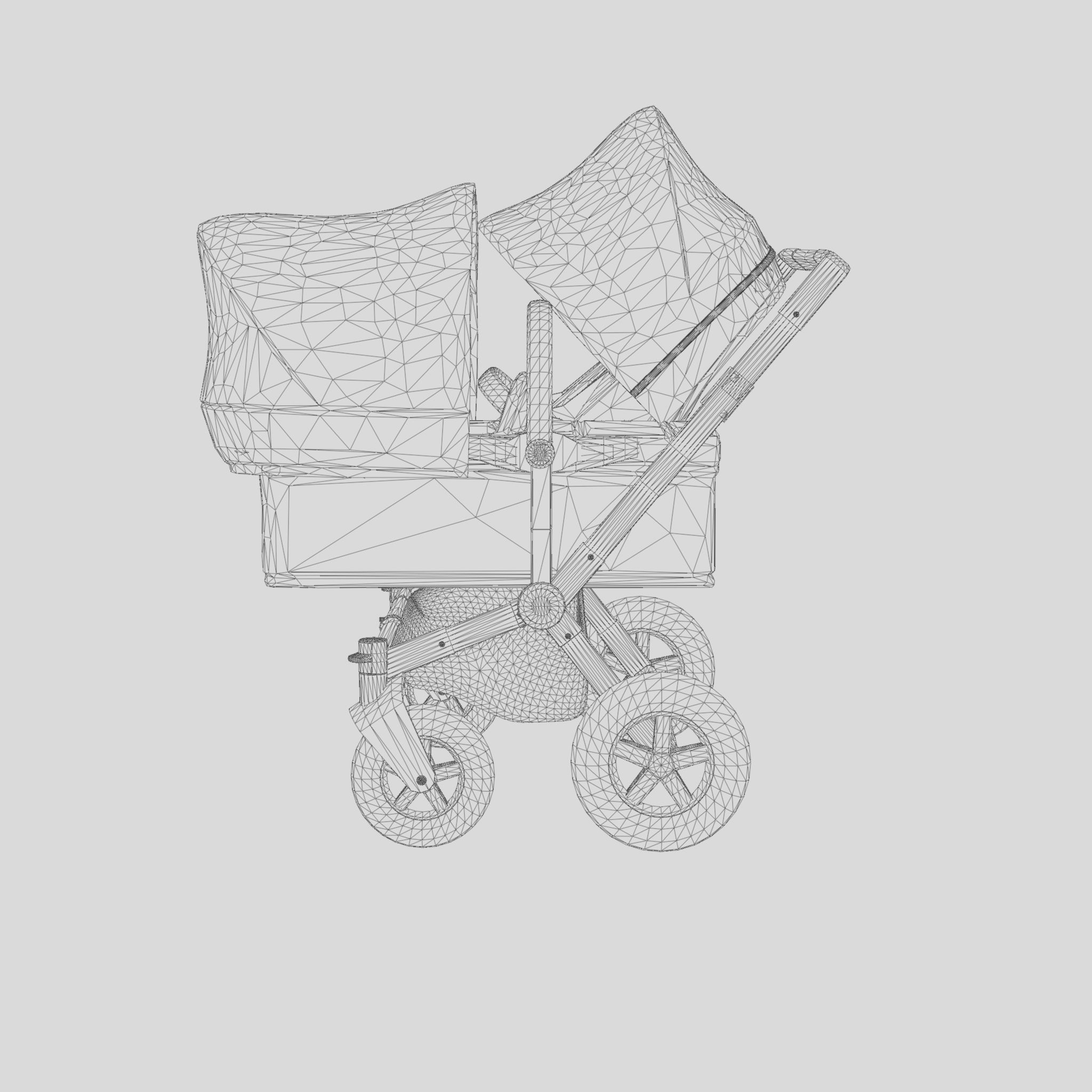 3D Model of  Prams and Strollers - Bugaboo Donkey2 Duo Low-poly 3D model_6