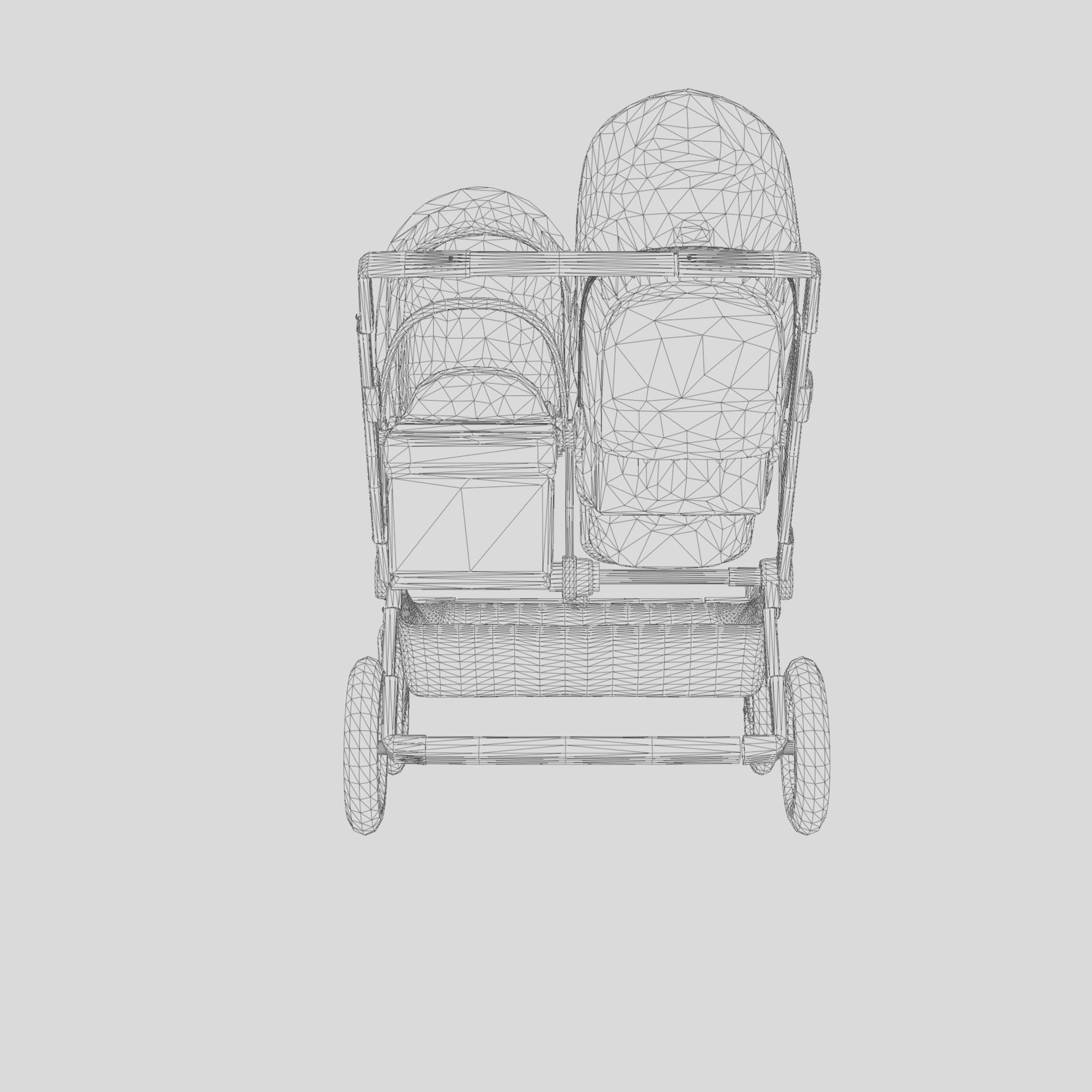 3D Model of  Prams and Strollers - Bugaboo Donkey2 Duo Low-poly 3D model_4