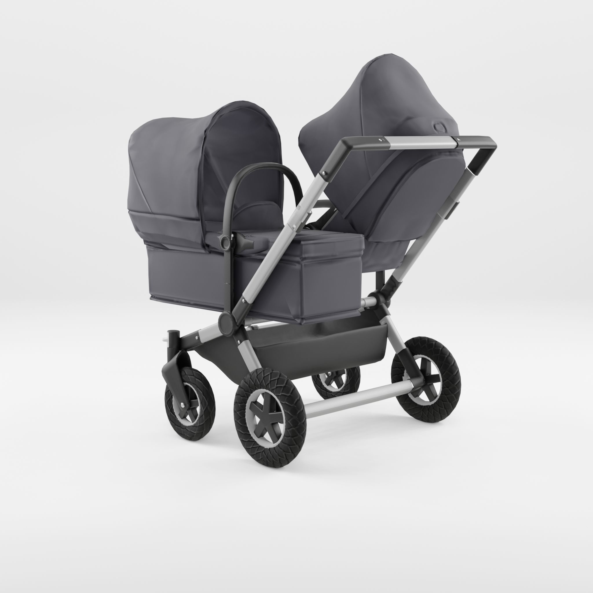 3D Model of  Prams and Strollers - Bugaboo Donkey2 Duo Low-poly 3D model_1