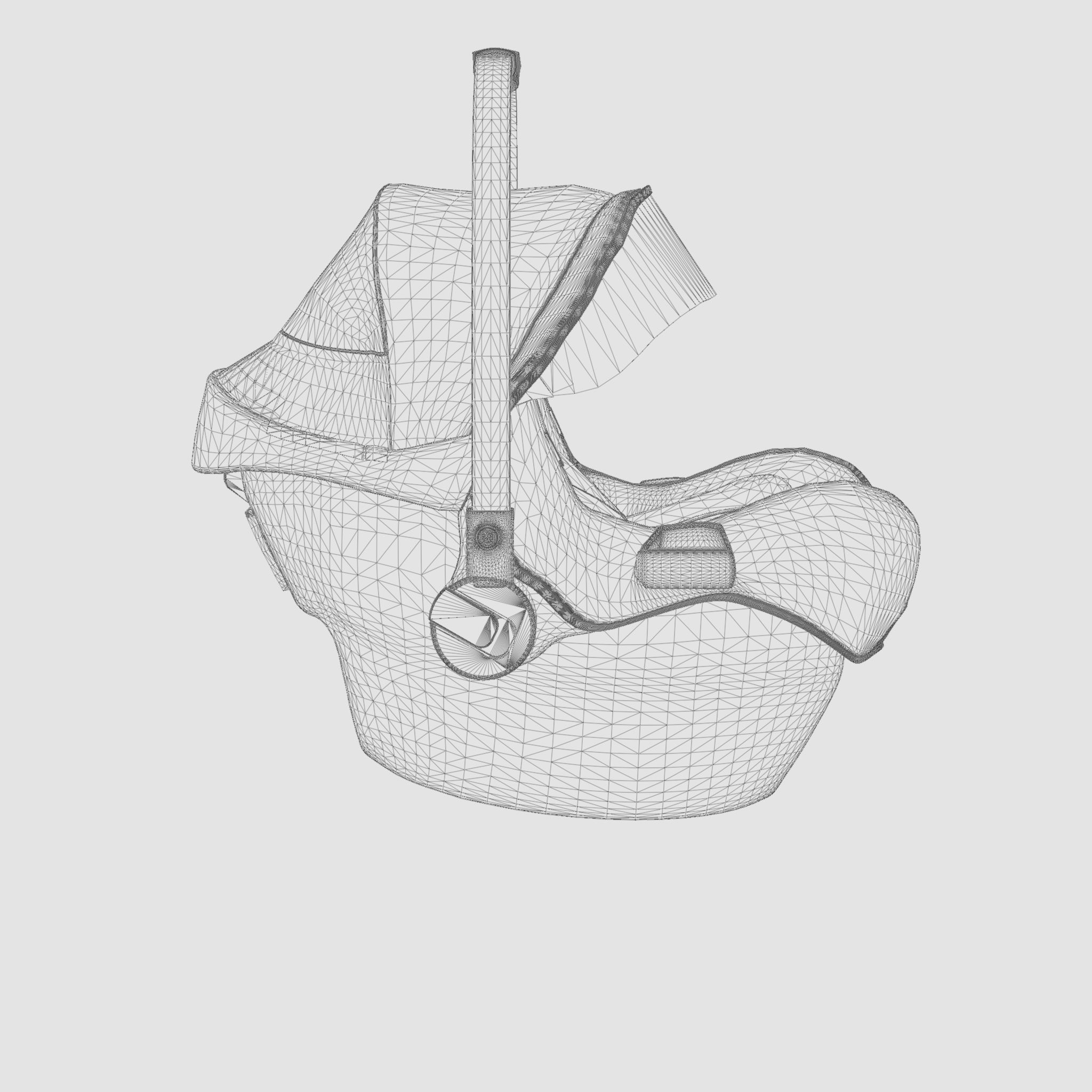 3D Model of Prams and Strollers - Bugaboo Baby Protection Turtle Low-poly 3D model_6