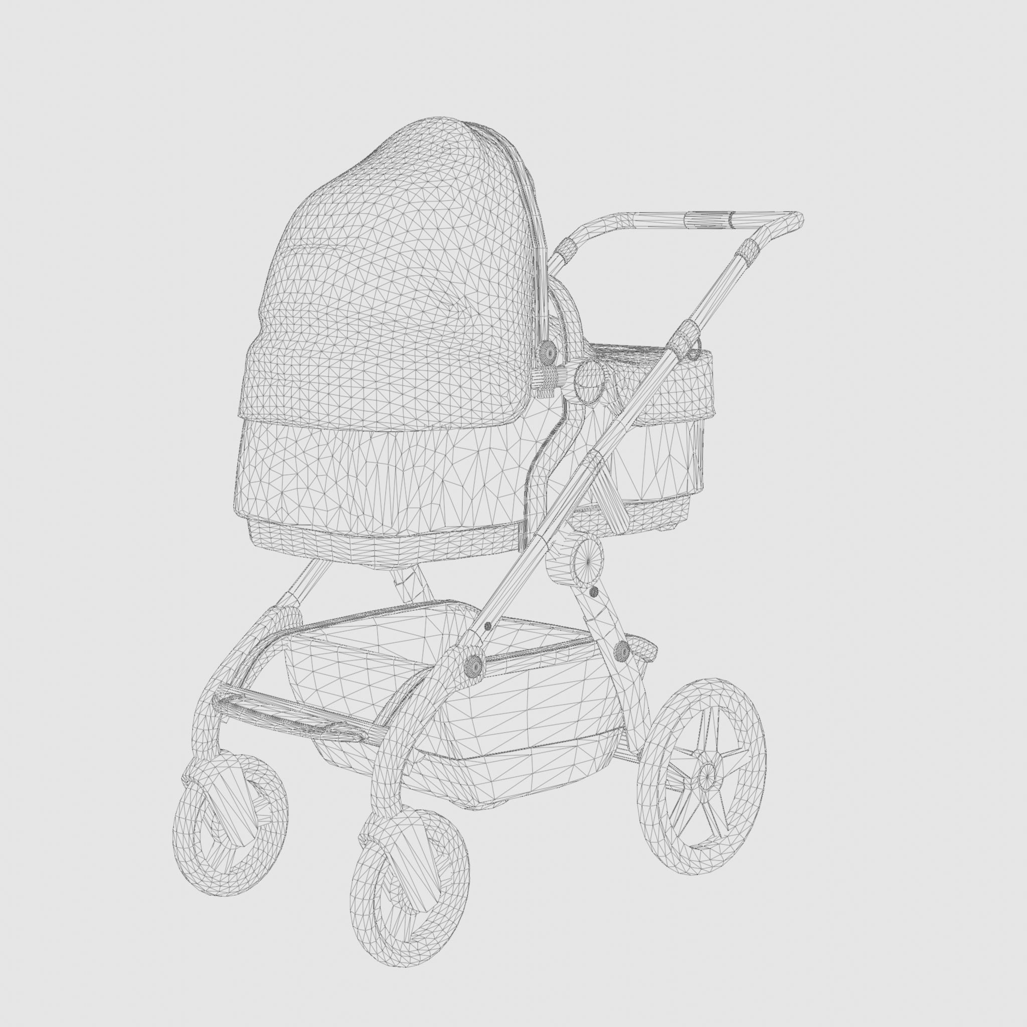 3D Model of  Prams and Strollers - Silver Cross Wave Slate 2020 Low-poly 3D model_5