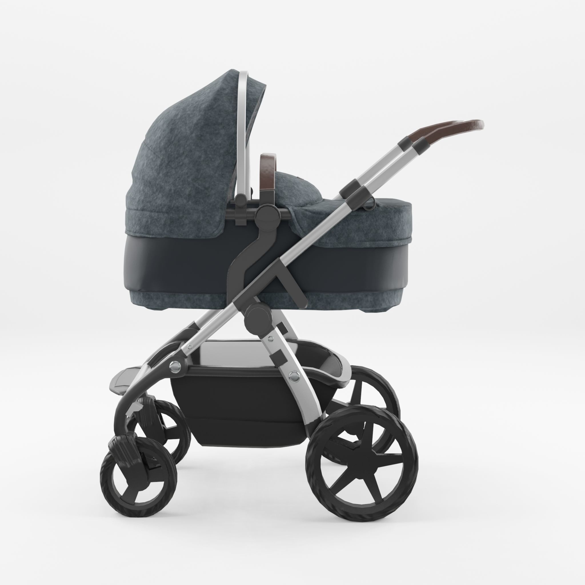 3D Model of  Prams and Strollers - Silver Cross Wave Slate 2020 Low-poly 3D model_1