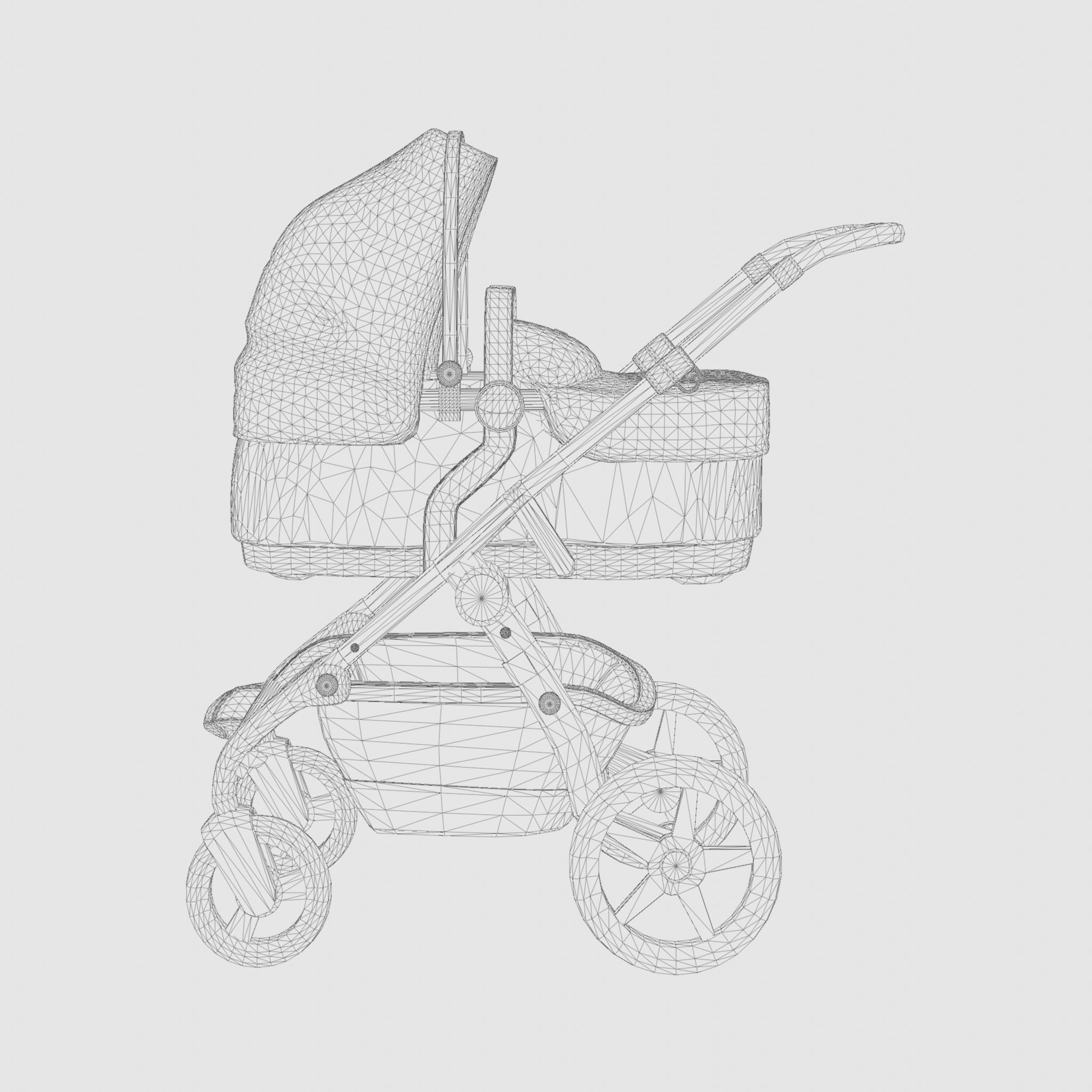 3D Model of  Prams and Strollers - Silver Cross Wave Slate 2020 Low-poly 3D model_4