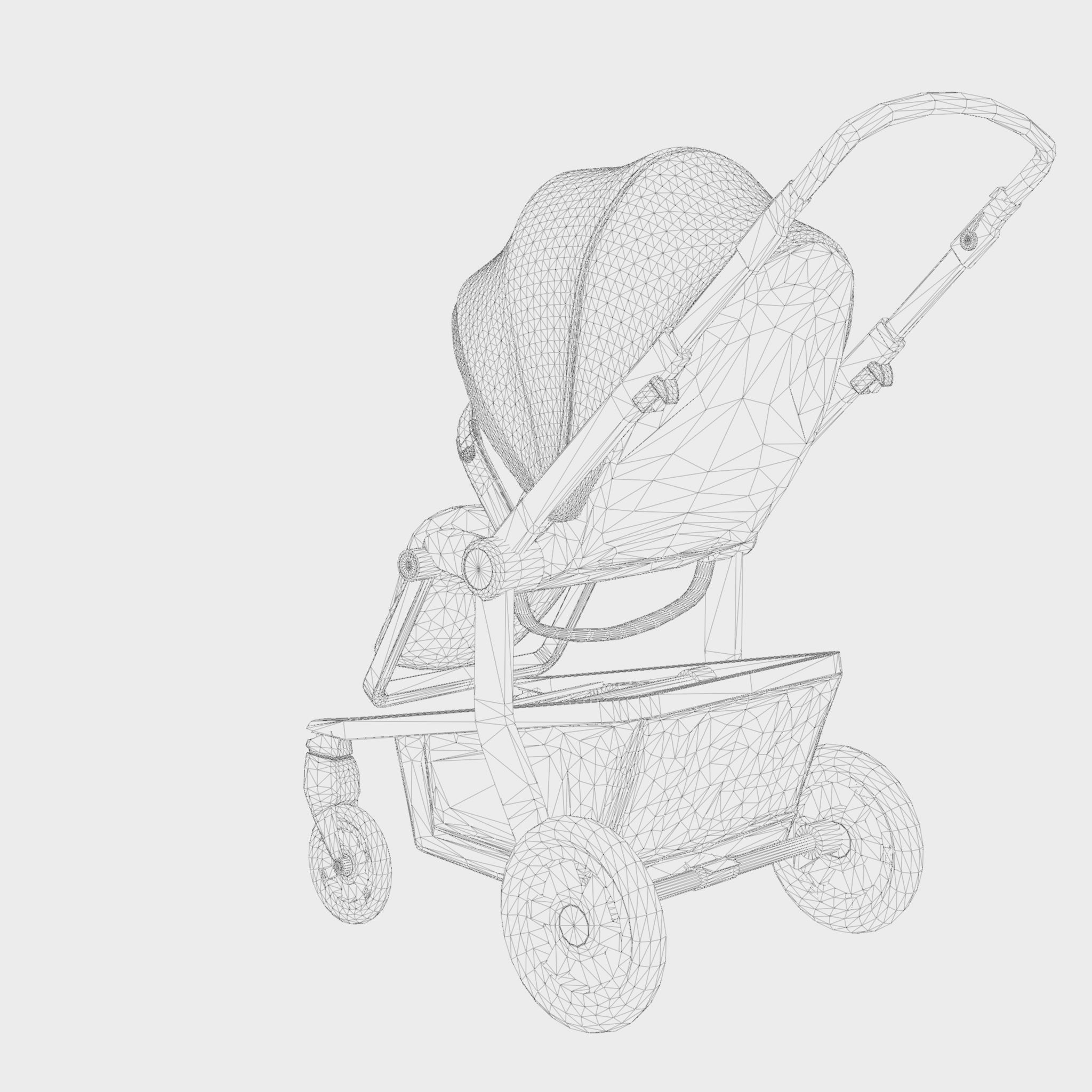 3D Model of  Prams and Strollers - Joolz Hub Classic Blue Low-poly 3D model_5