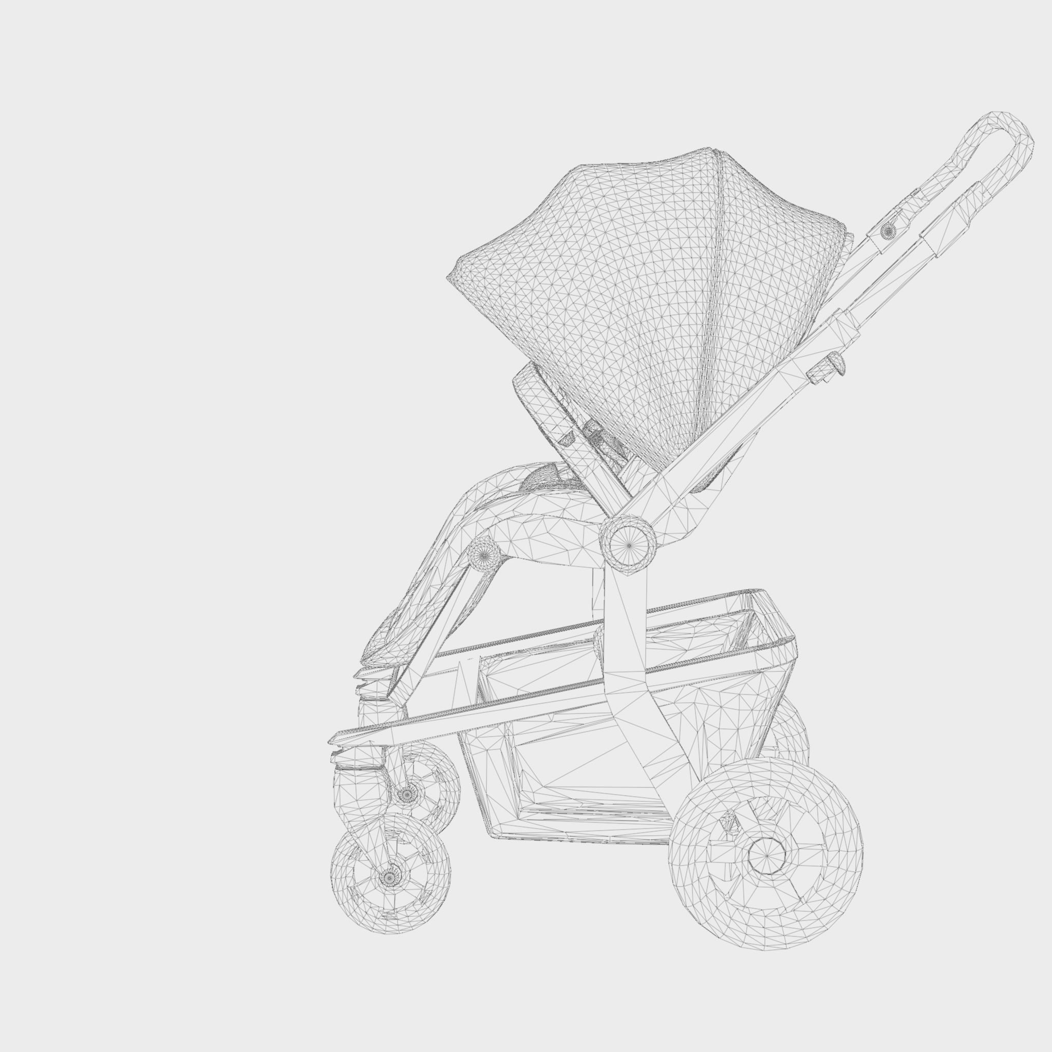 3D Model of  Prams and Strollers - Joolz Hub Classic Blue Low-poly 3D model_6