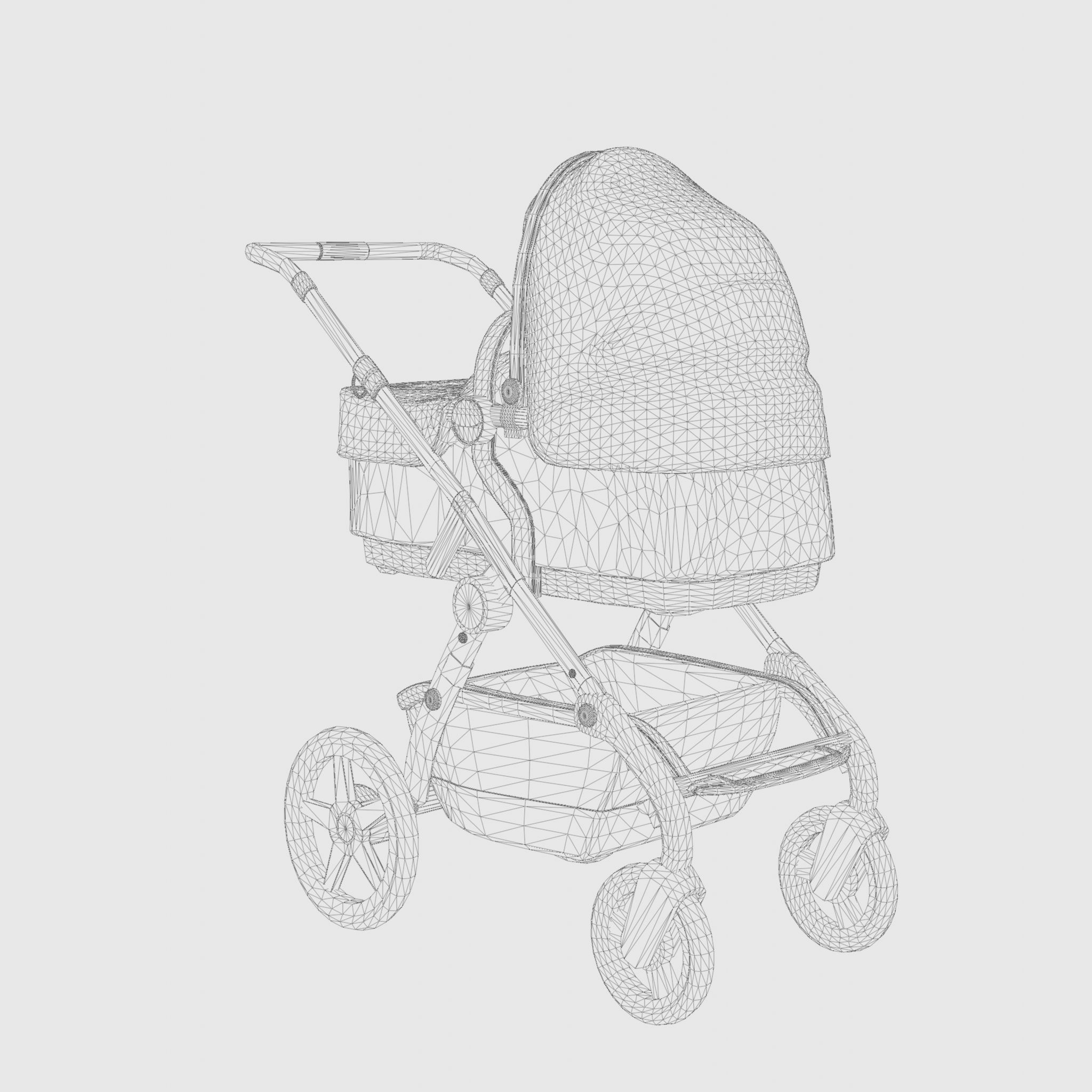 3D Model of Prams and Strollers - Silver Cross Wave Granite 2020 Low-poly 3D model_5