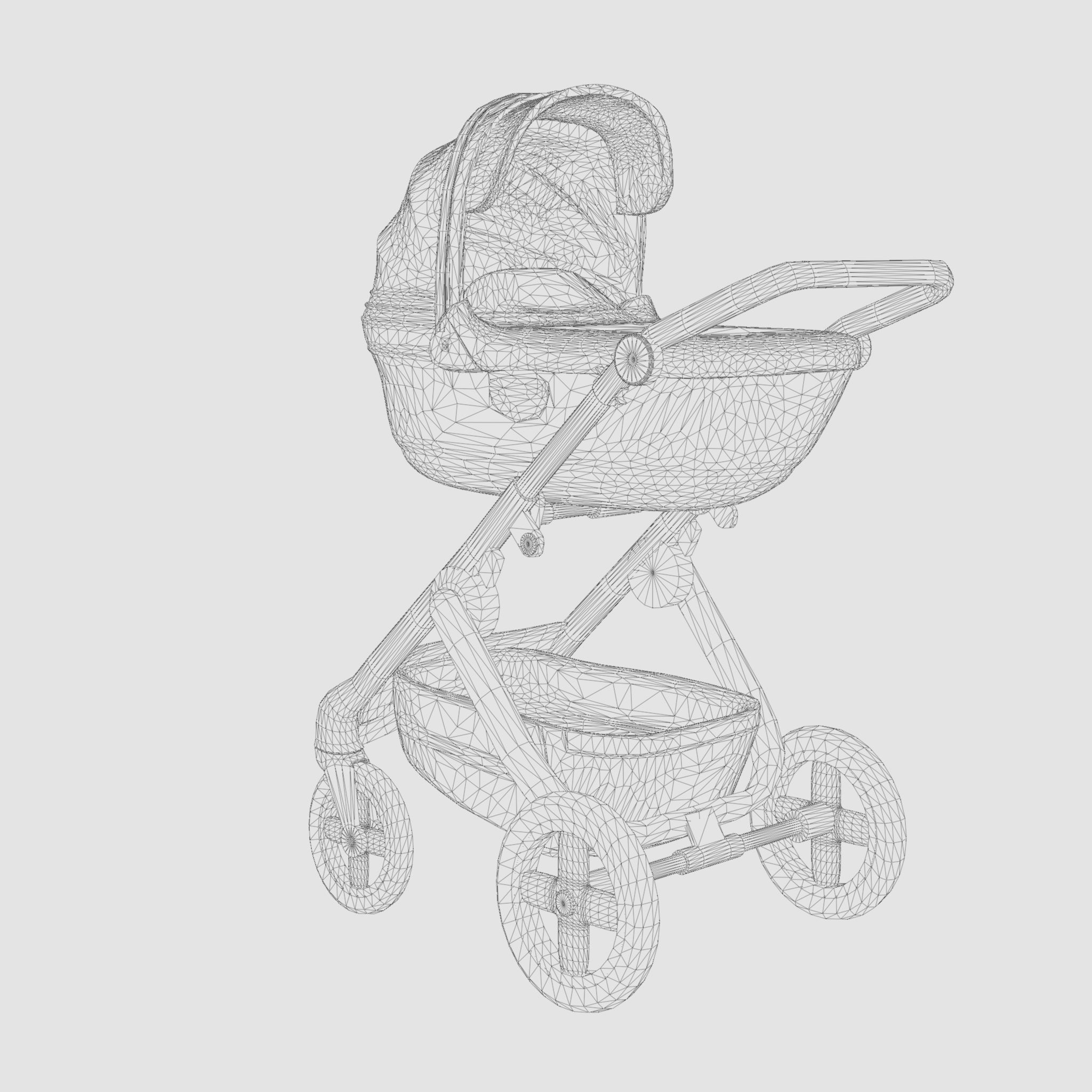 3D Model of  Prams and Strollers - Stokke Trailz Terrain Low-poly 3D model_5