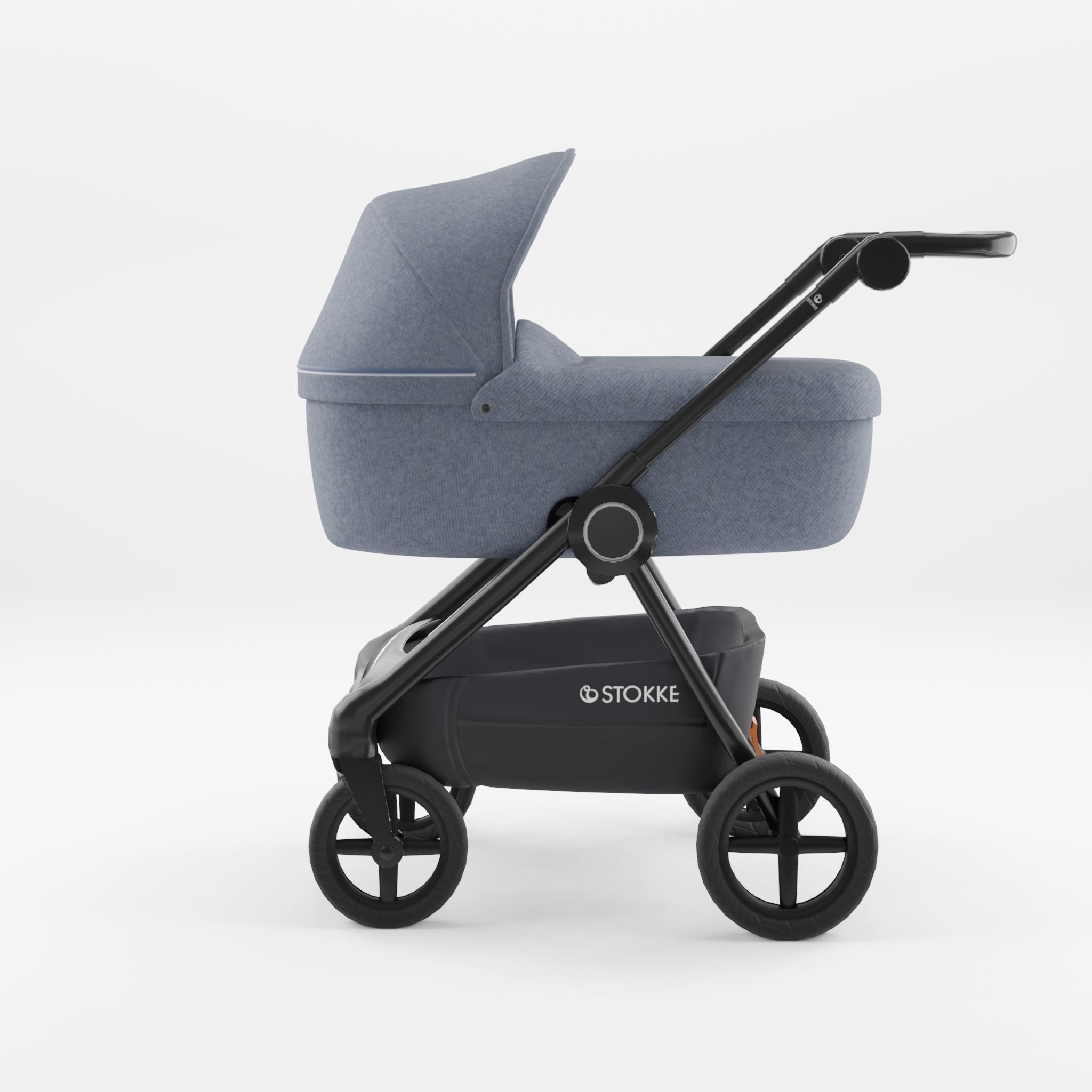 3D Model of  Prams and Strollers - Stokke Beat Blue Melange Low-poly 3D model_2