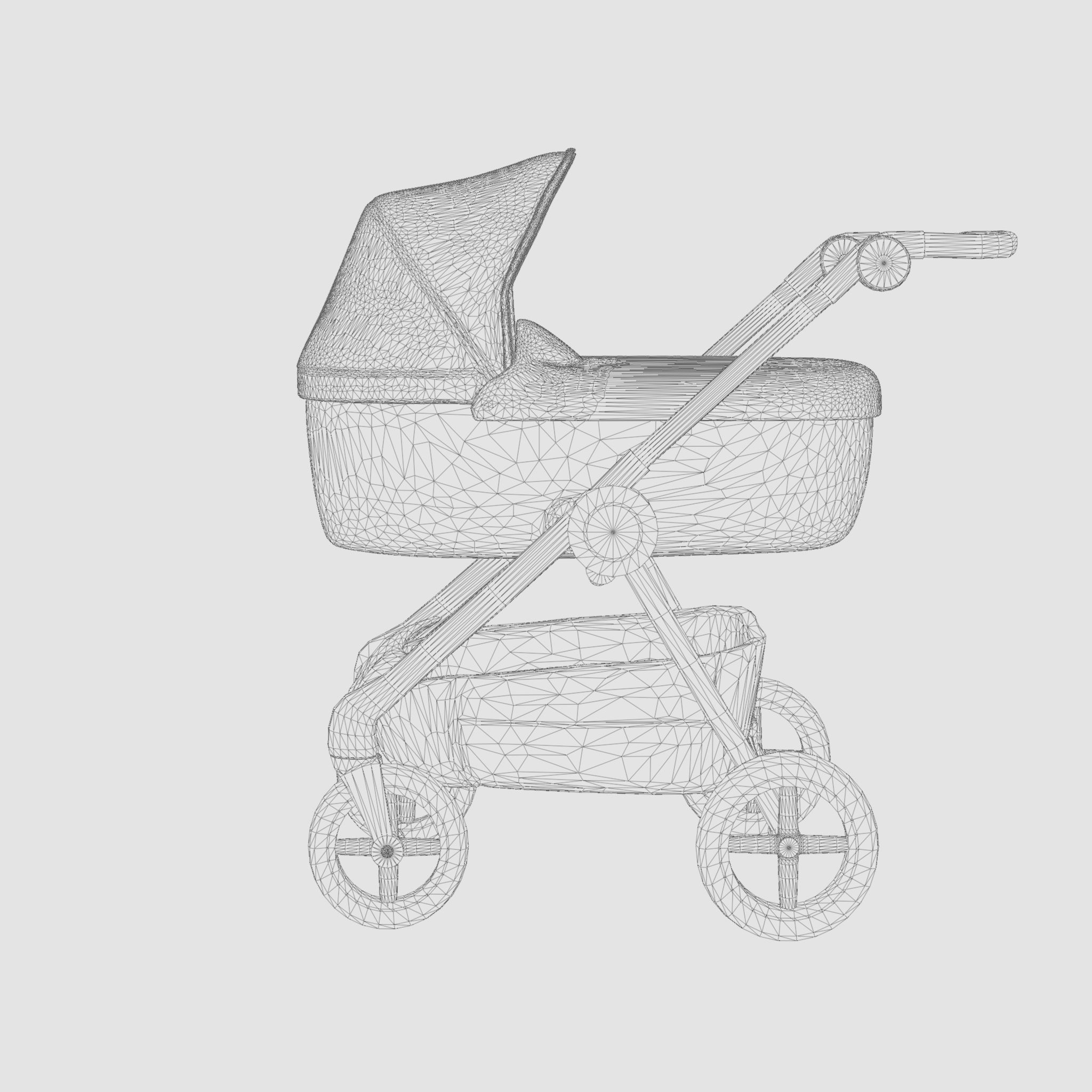 3D Model of  Prams and Strollers - Stokke Beat Blue Melange Low-poly 3D model_6