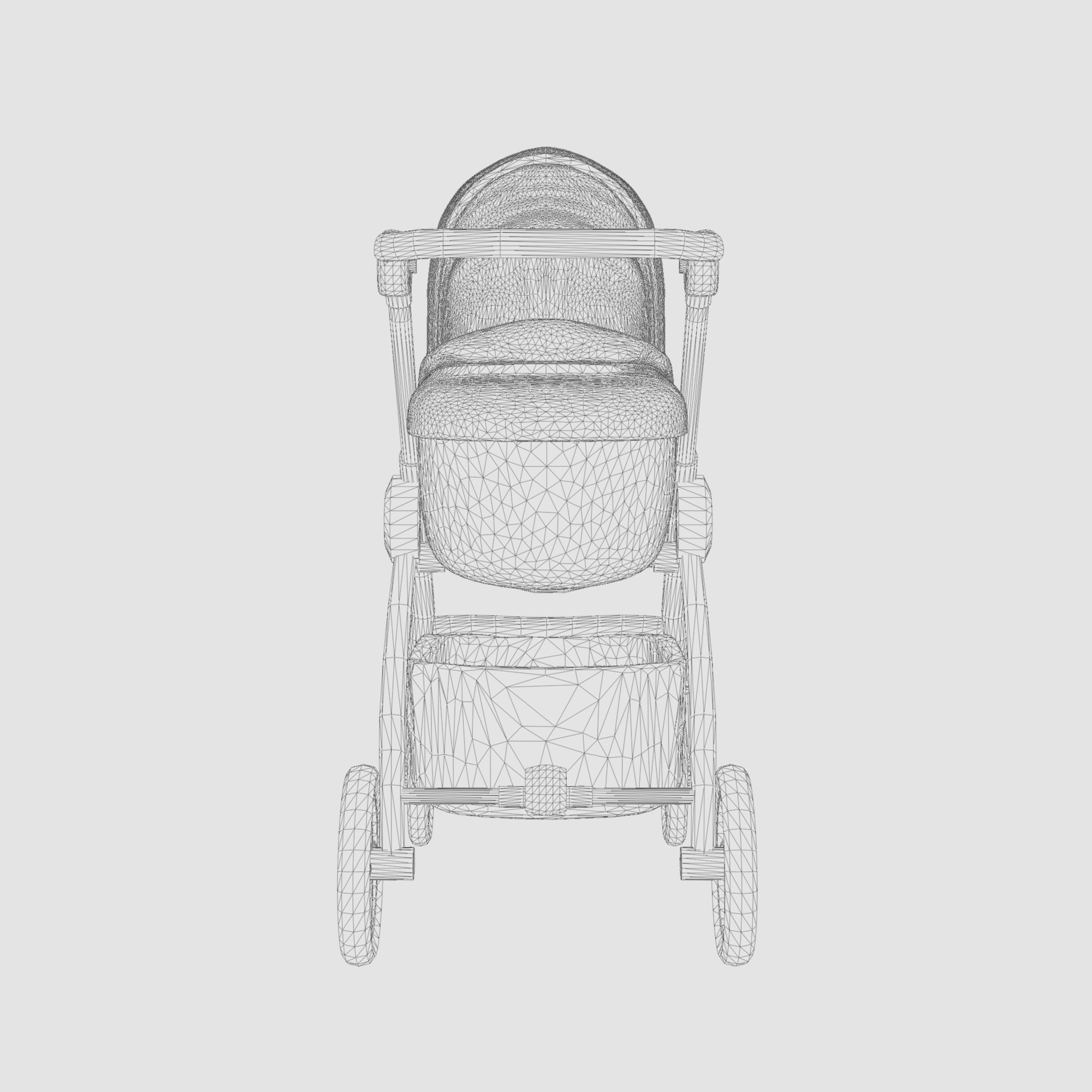 3D Model of  Prams and Strollers - Stokke Beat Blue Melange Low-poly 3D model_4