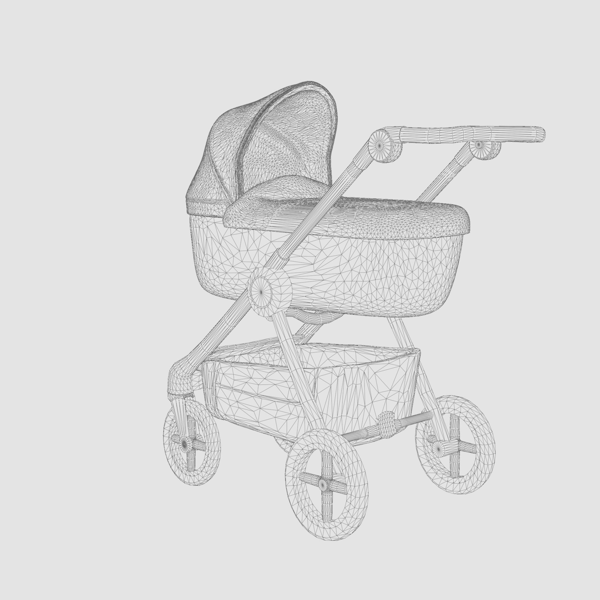3D Model of  Prams and Strollers - Stokke Beat Blue Melange Low-poly 3D model_5