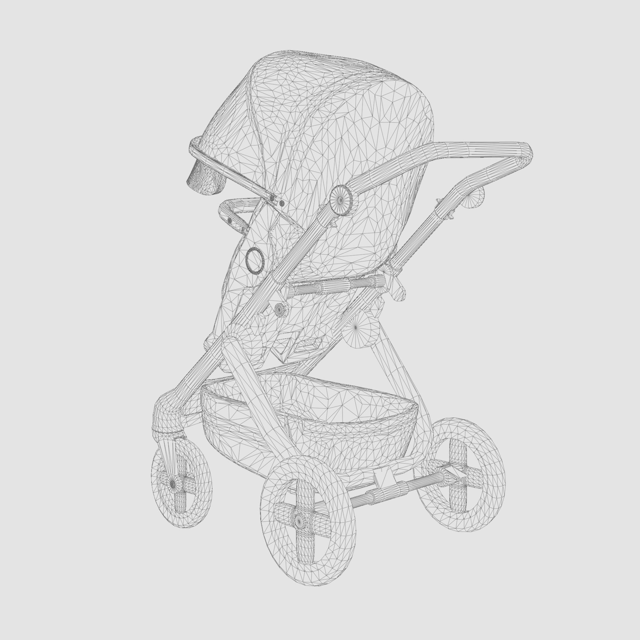 3D Model of  Prams and Strollers - Stokke Trailz Terrain Low-poly 3D model_5
