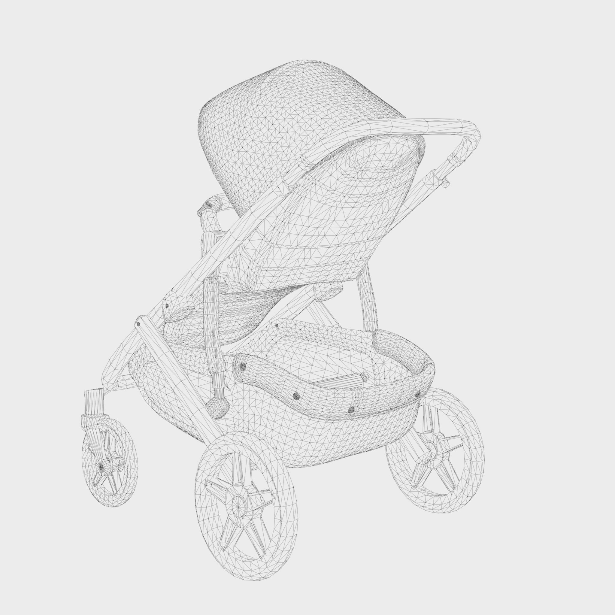 3D Model of  Prams and Strollers - Uppababy Vista Jake Low-poly 3D model_5