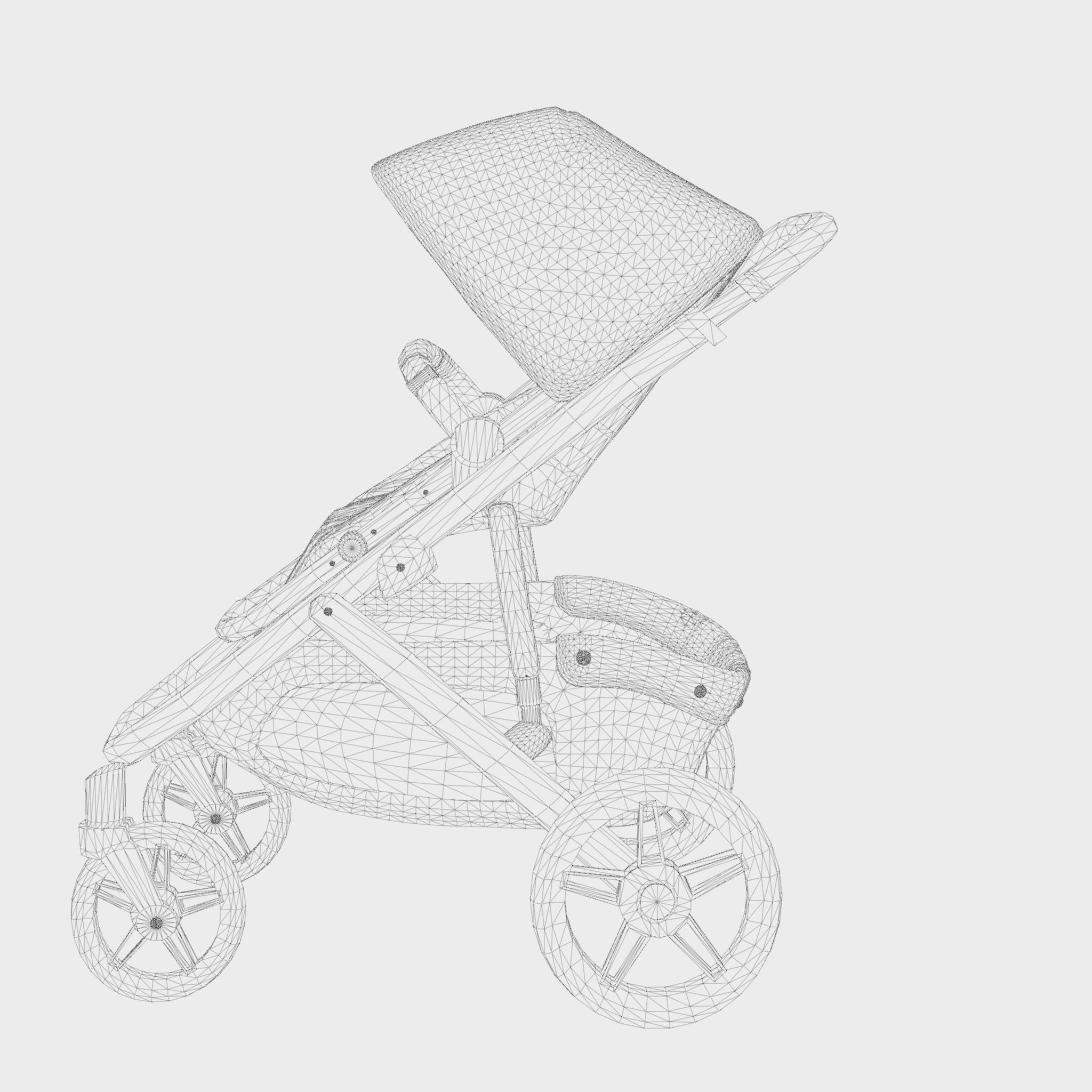 3D Model of  Prams and Strollers - Uppababy Vista Jake Low-poly 3D model_6